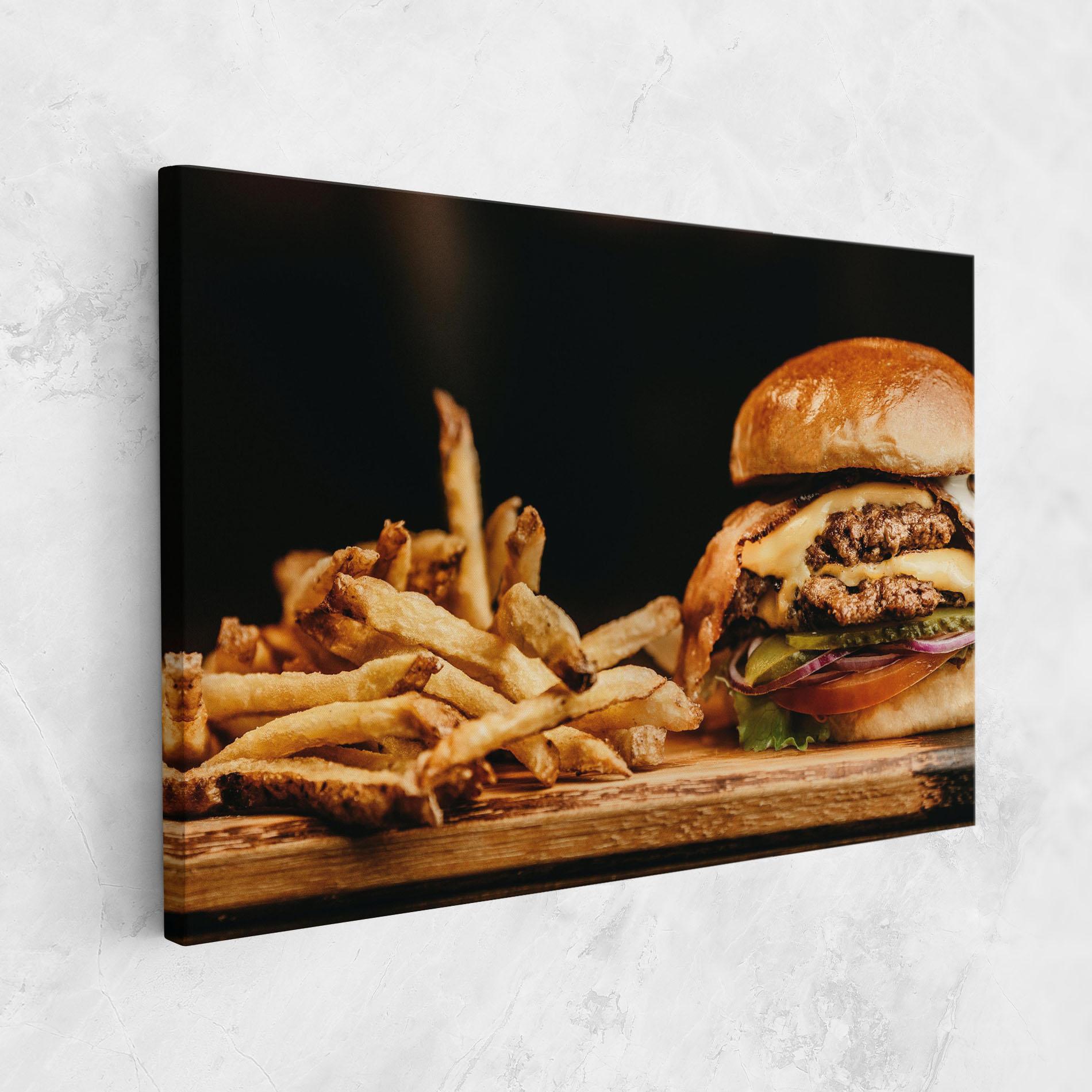 Картина на платно Hamburger With Fries mockup 1