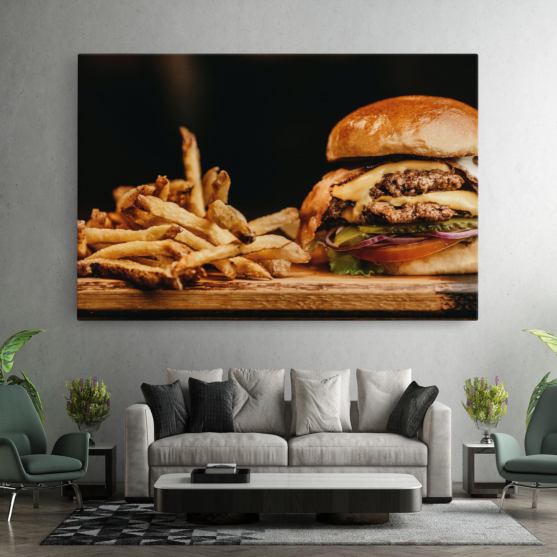Картина на платно Hamburger With Fries mockup 7