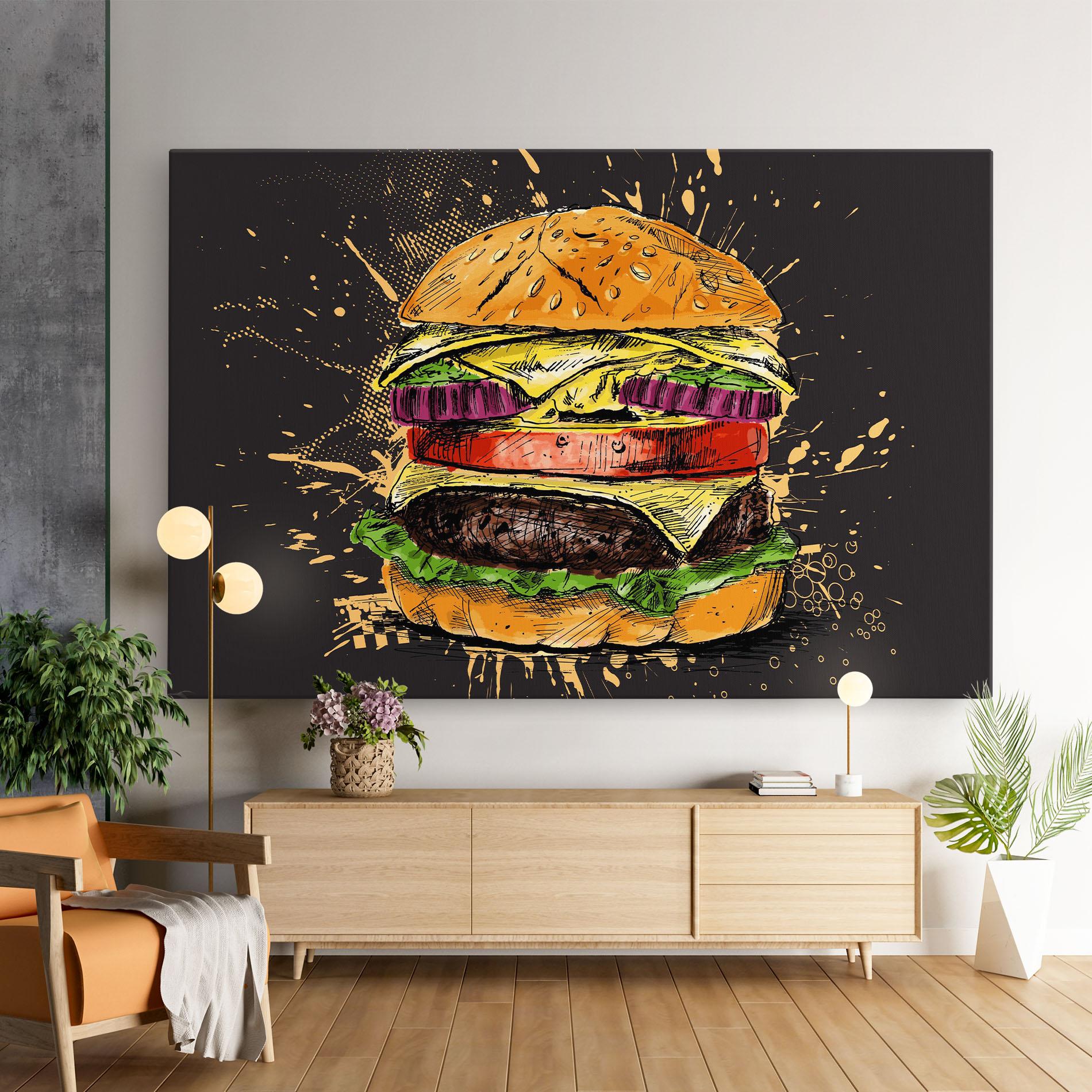 Картина на платно Burger Drawing mockup 9