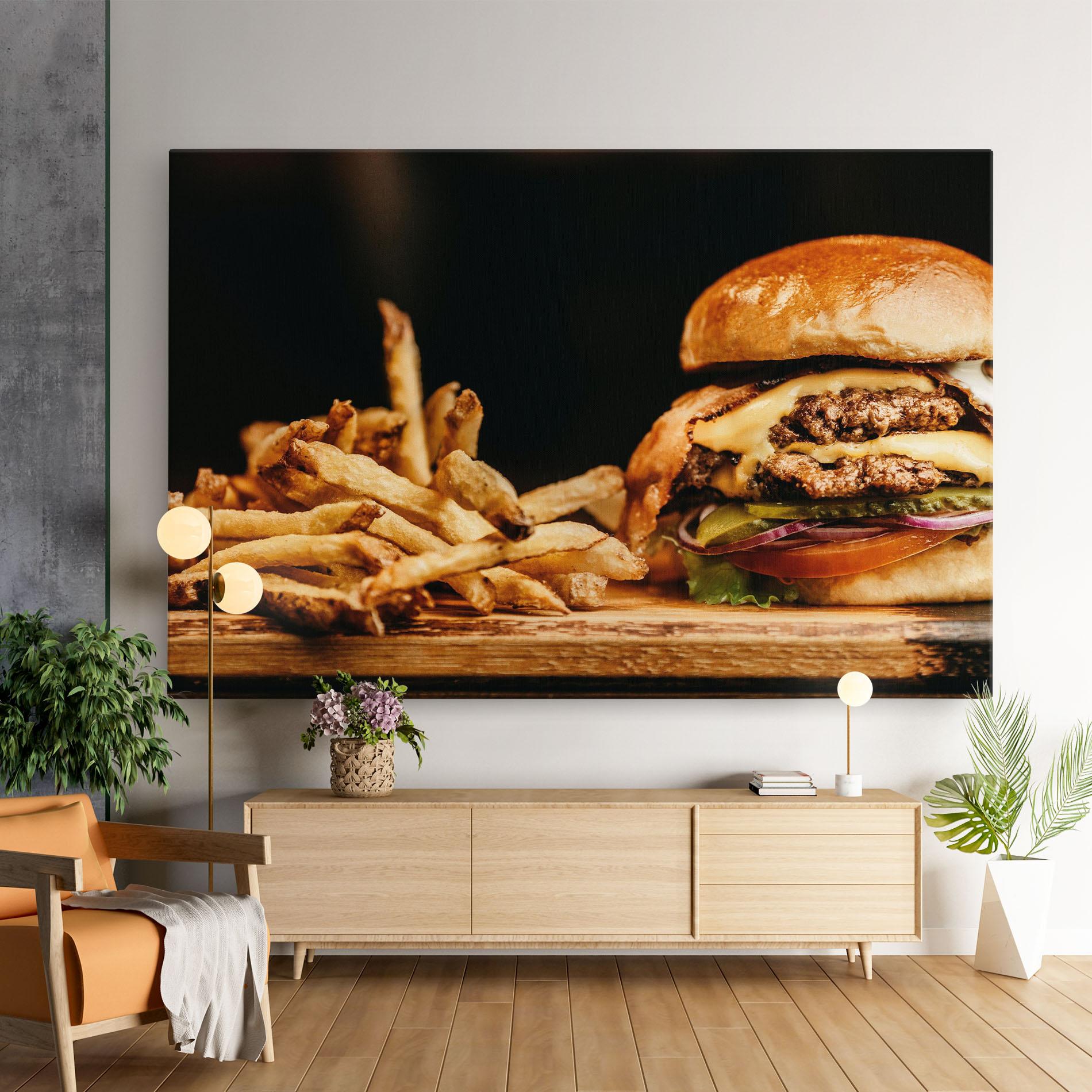 Картина на платно Hamburger With Fries mockup 9