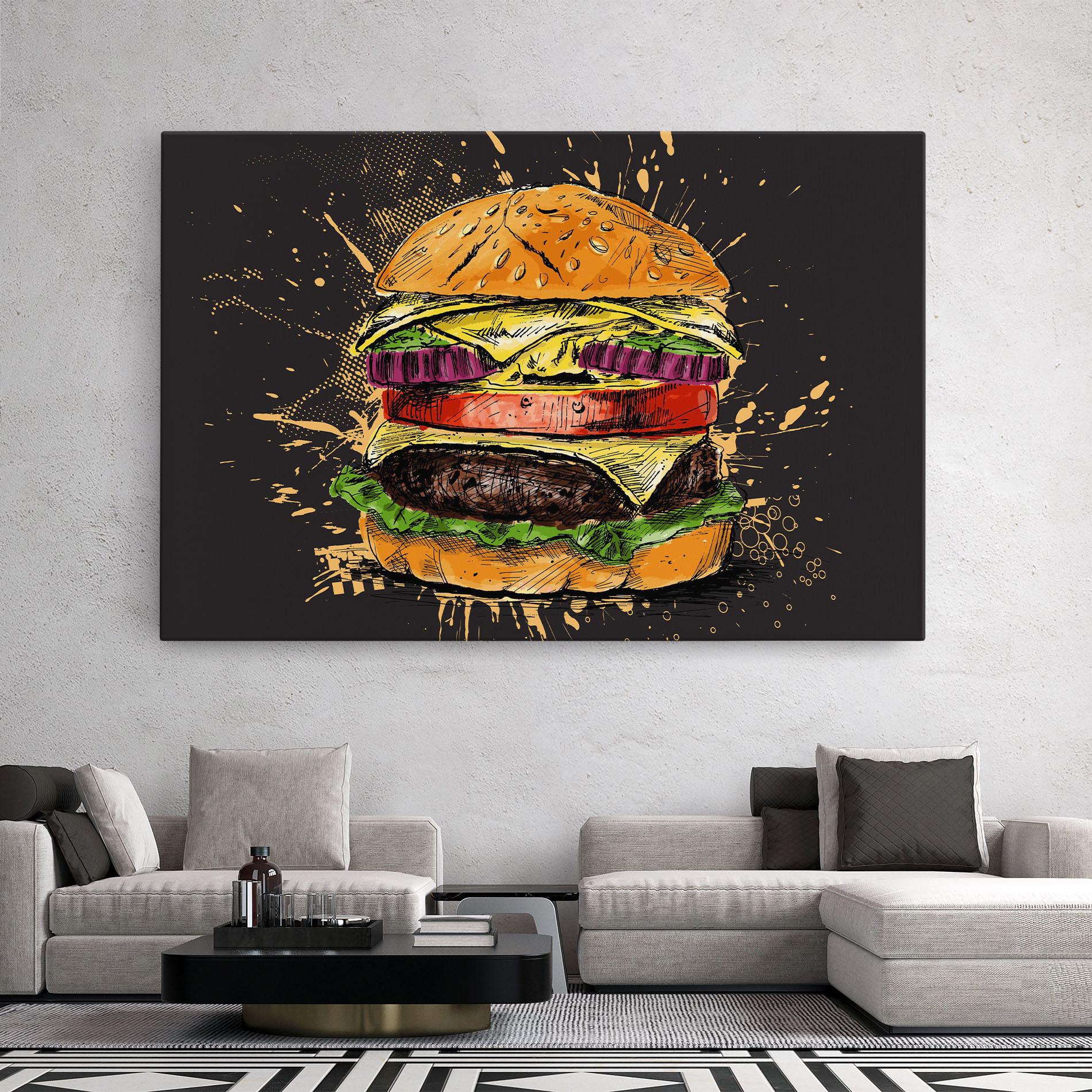 Картина на платно Burger Drawing mockup 2
