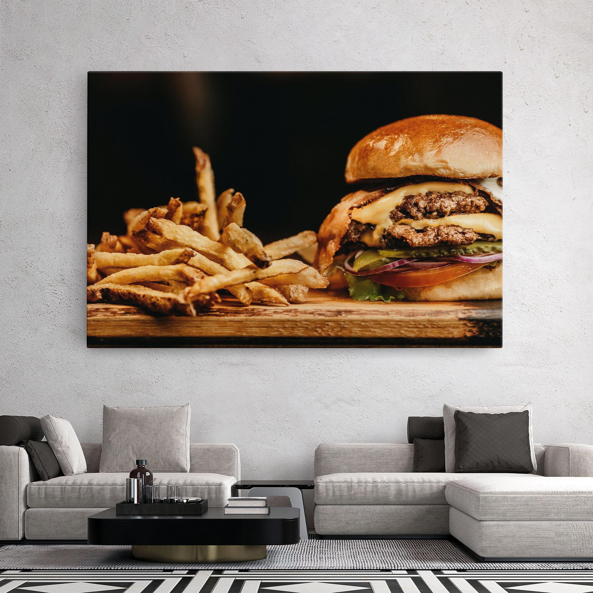 Картина на платно Hamburger With Fries mockup 2