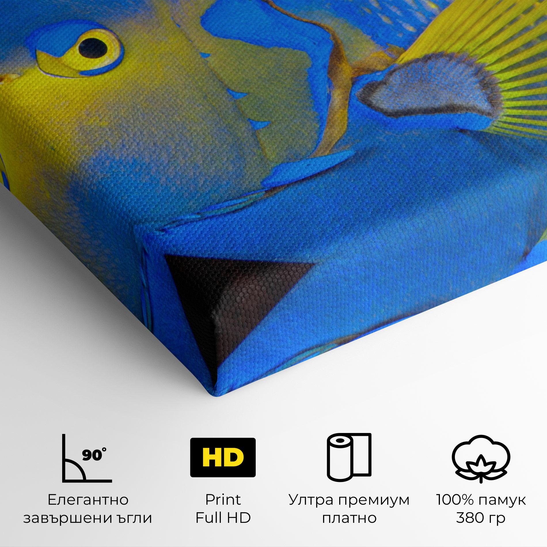 Картина на платно Blue Yellow Fish mockup 4