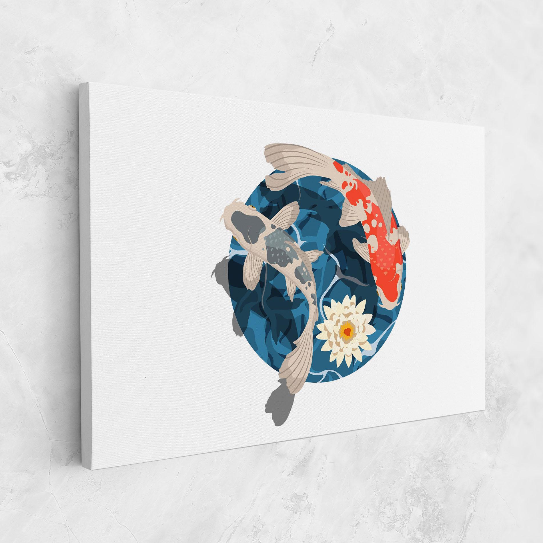 Картина на платно Grey Orange Koi mockup 1