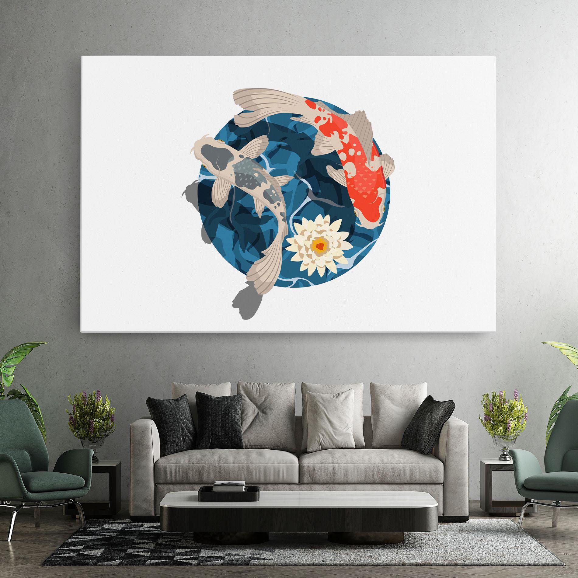 Картина на платно Grey Orange Koi mockup 7