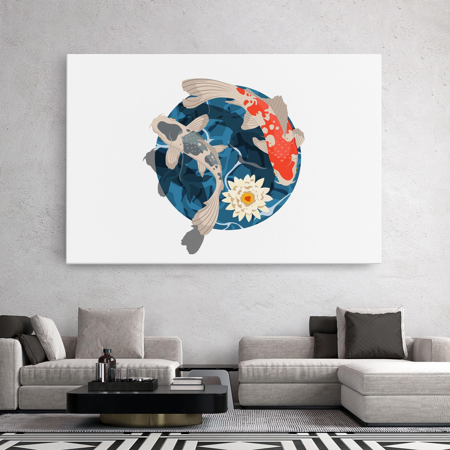 Картина на платно Grey Orange Koi mockup 2