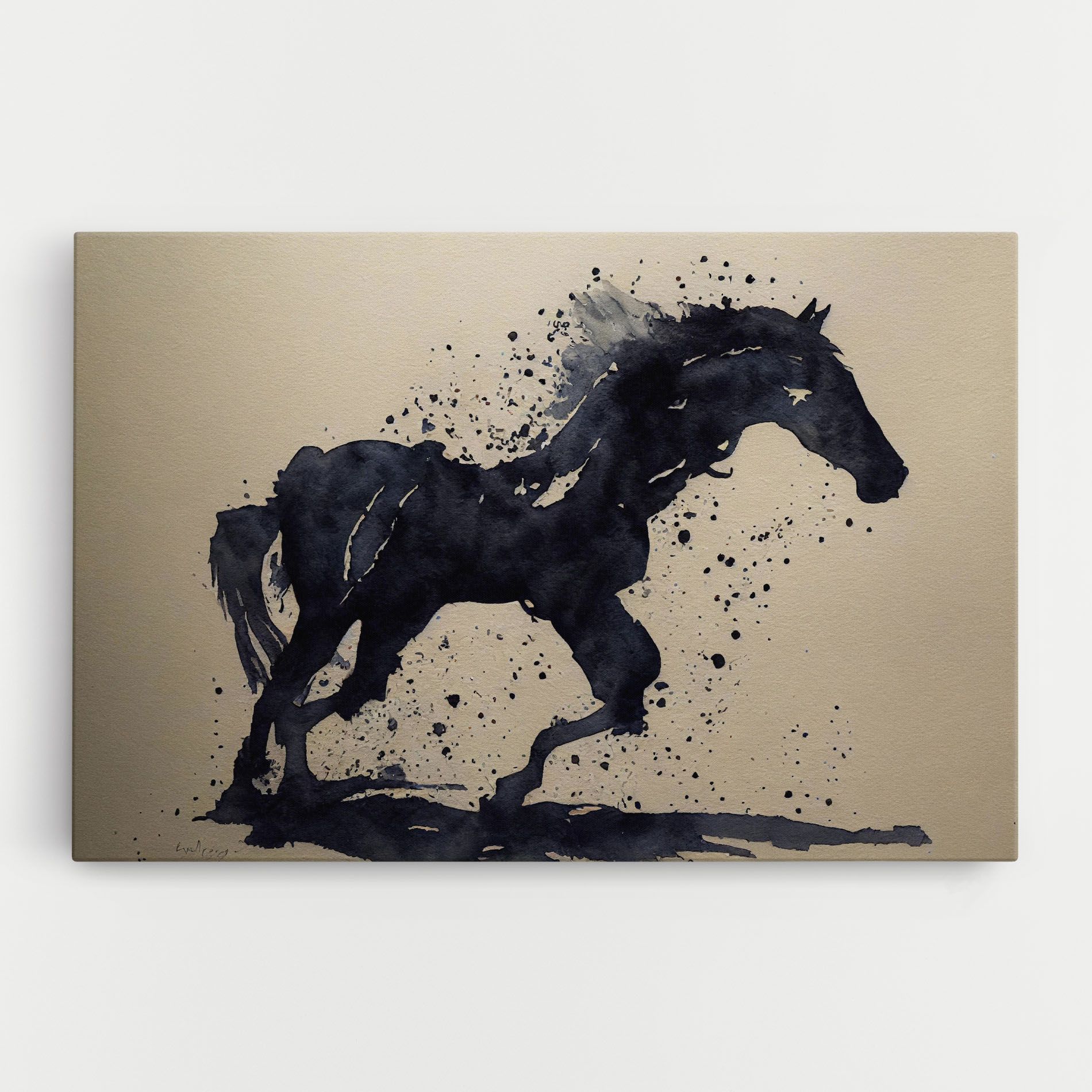 Watercolor Black Horse mockup 0