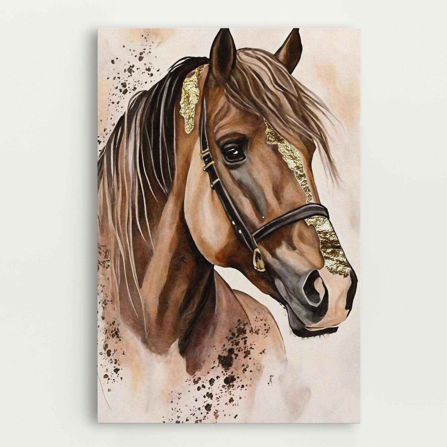 Картина на платно Gold Horse Painting mockup 0