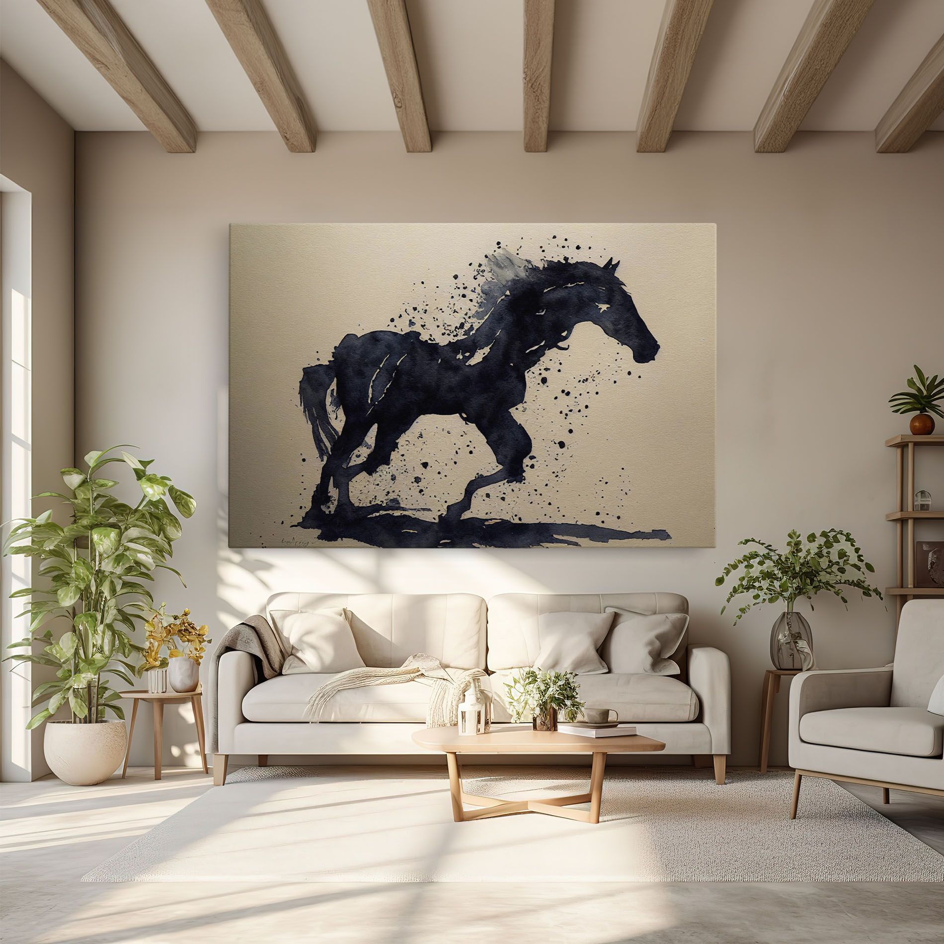 Watercolor Black Horse mockup 6