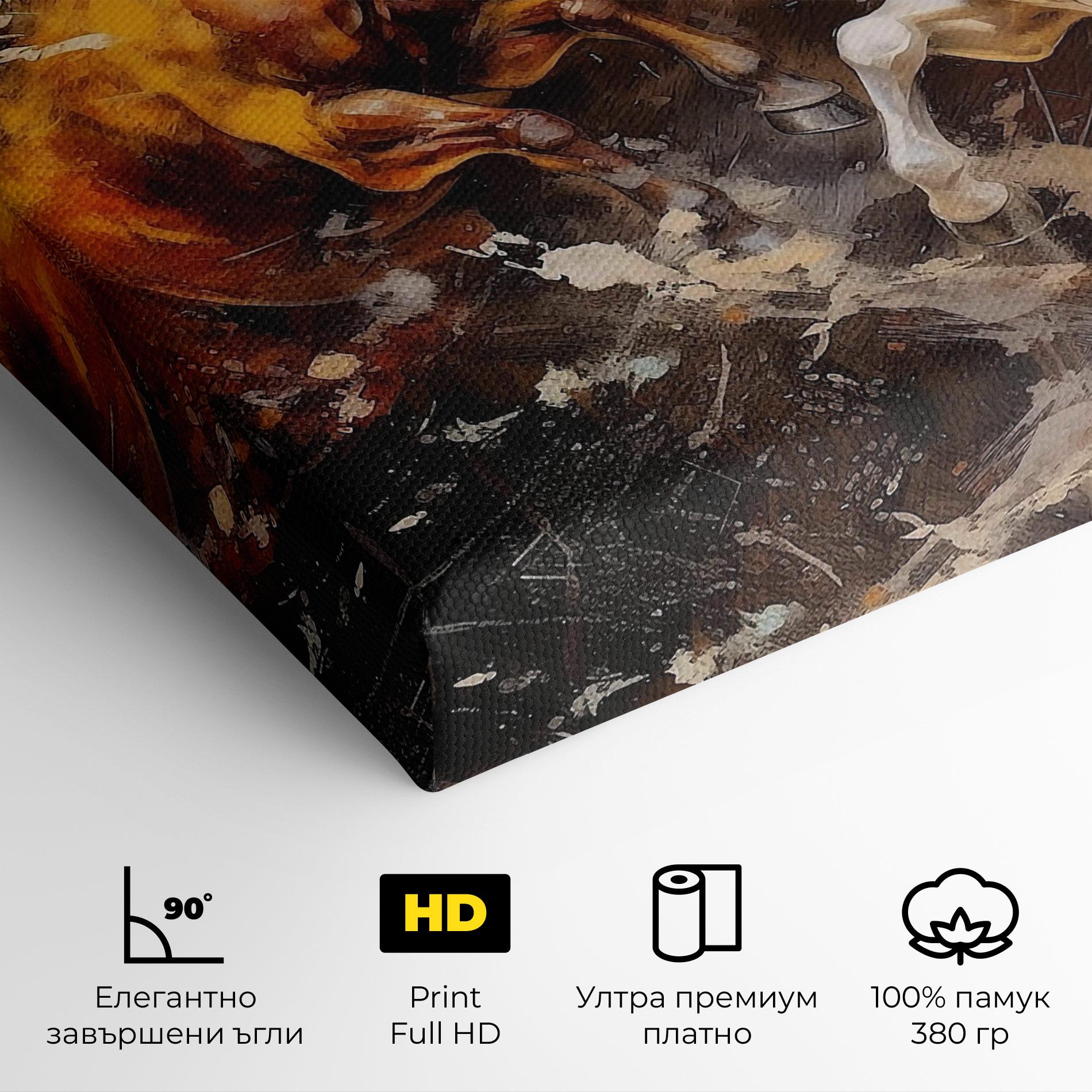 Картина на платно Brown White Horses mockup 4