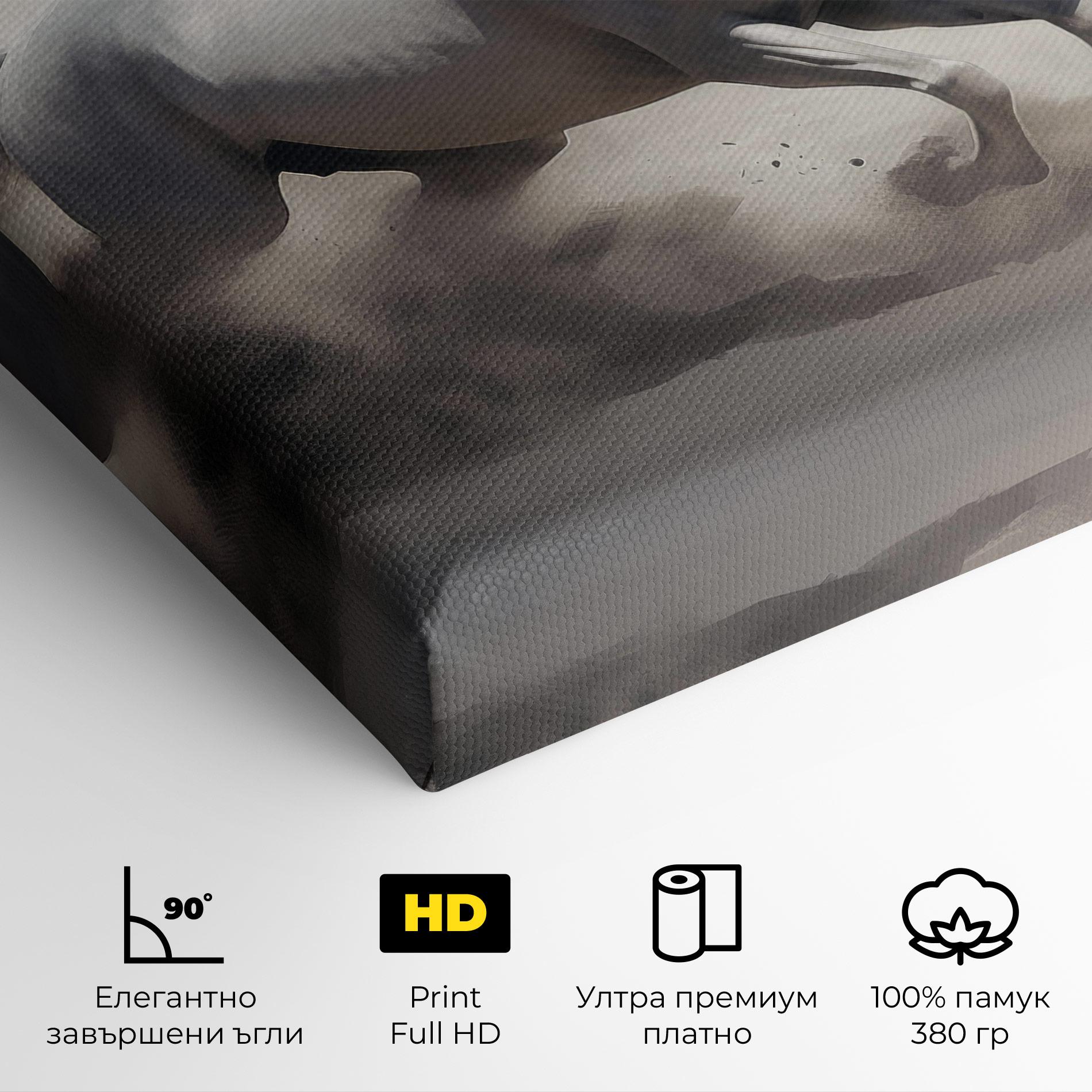 Картина на платно Light Grey Horse Galloping mockup 4
