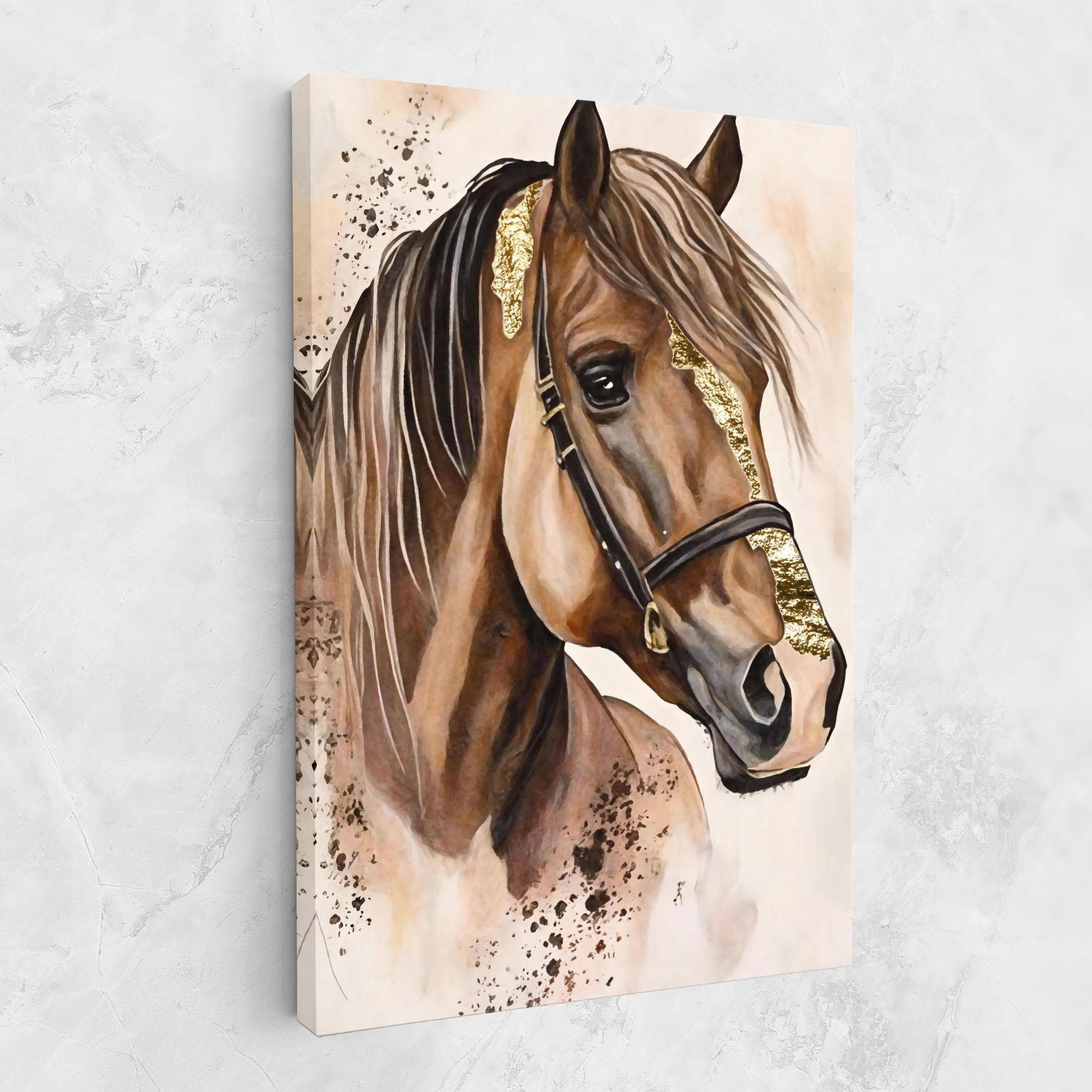 Картина на платно Gold Horse Painting mockup 1