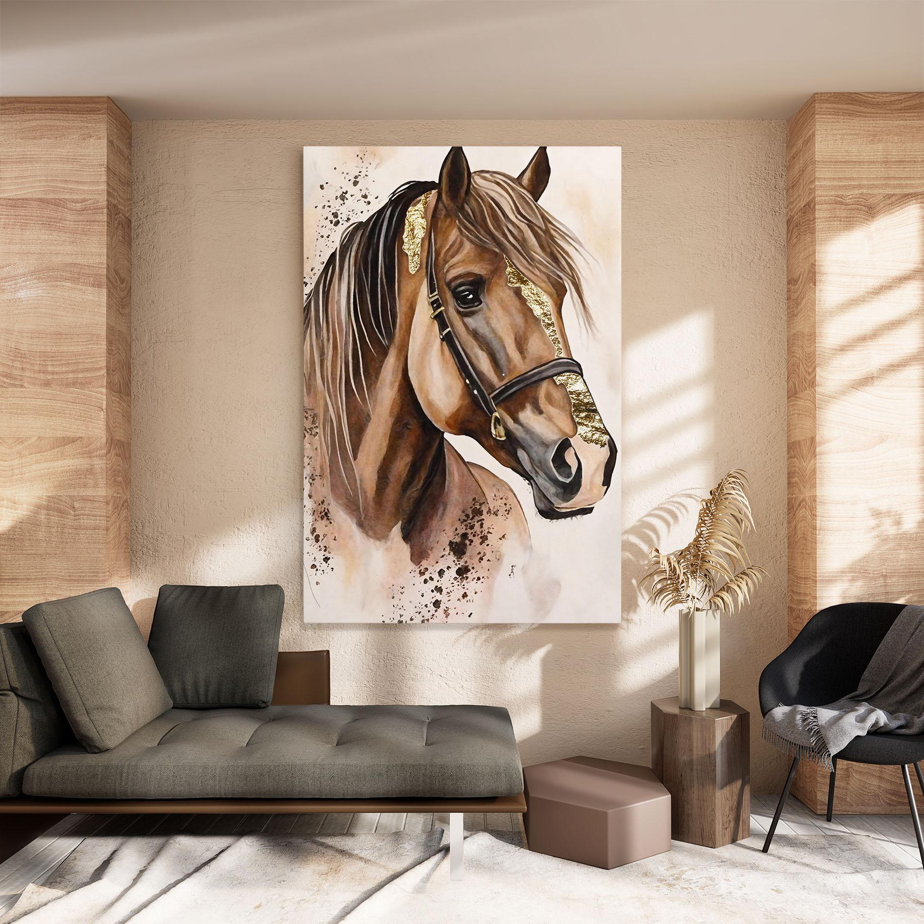 Картина на платно Gold Horse Painting mockup 8