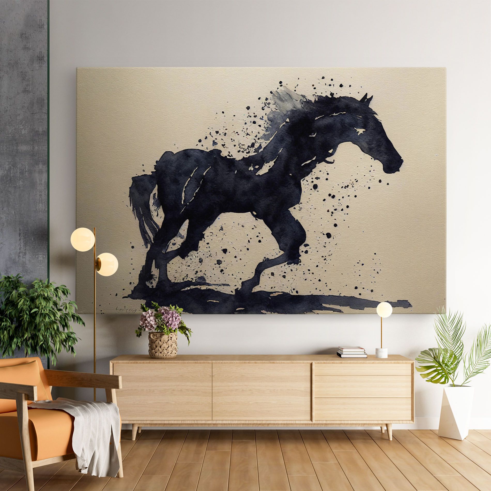 Watercolor Black Horse mockup 9