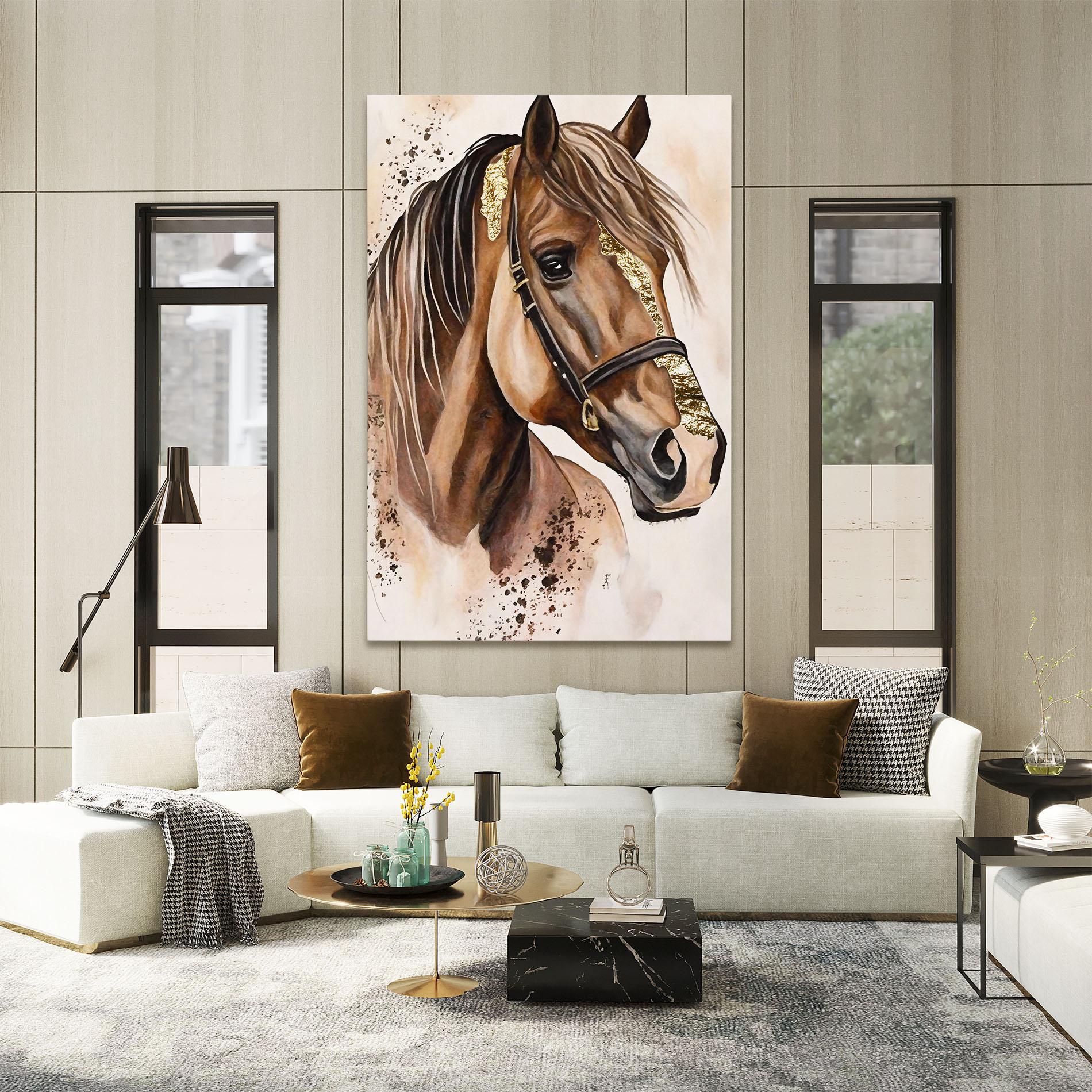 Картина на платно Gold Horse Painting mockup 2