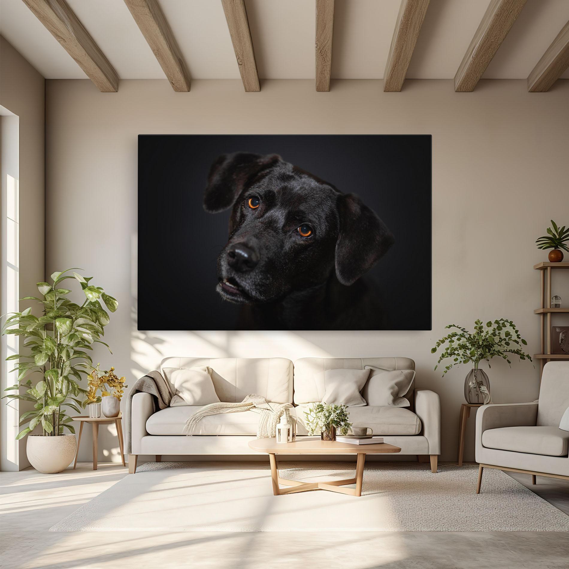 Картина на платно Black Dog Portrait mockup 6