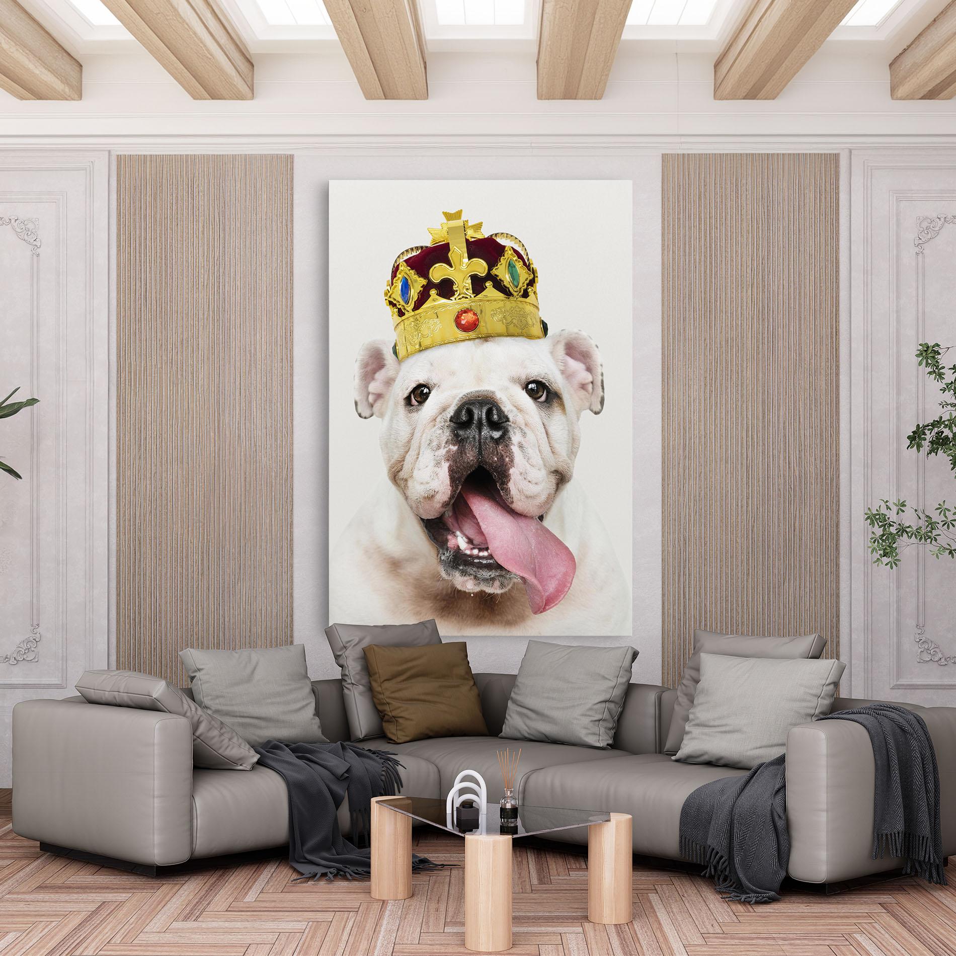 Картина на платно Bulldog Wearing Crown mockup 6