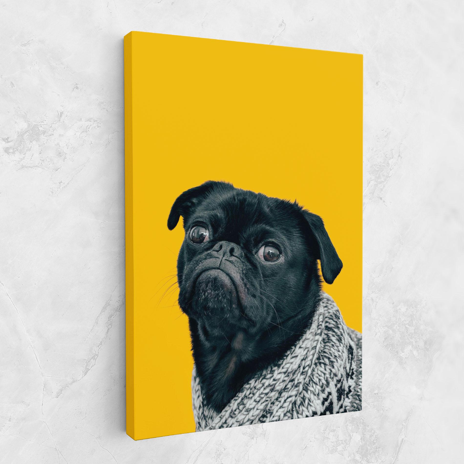 Картина на платно Black Pug mockup 1