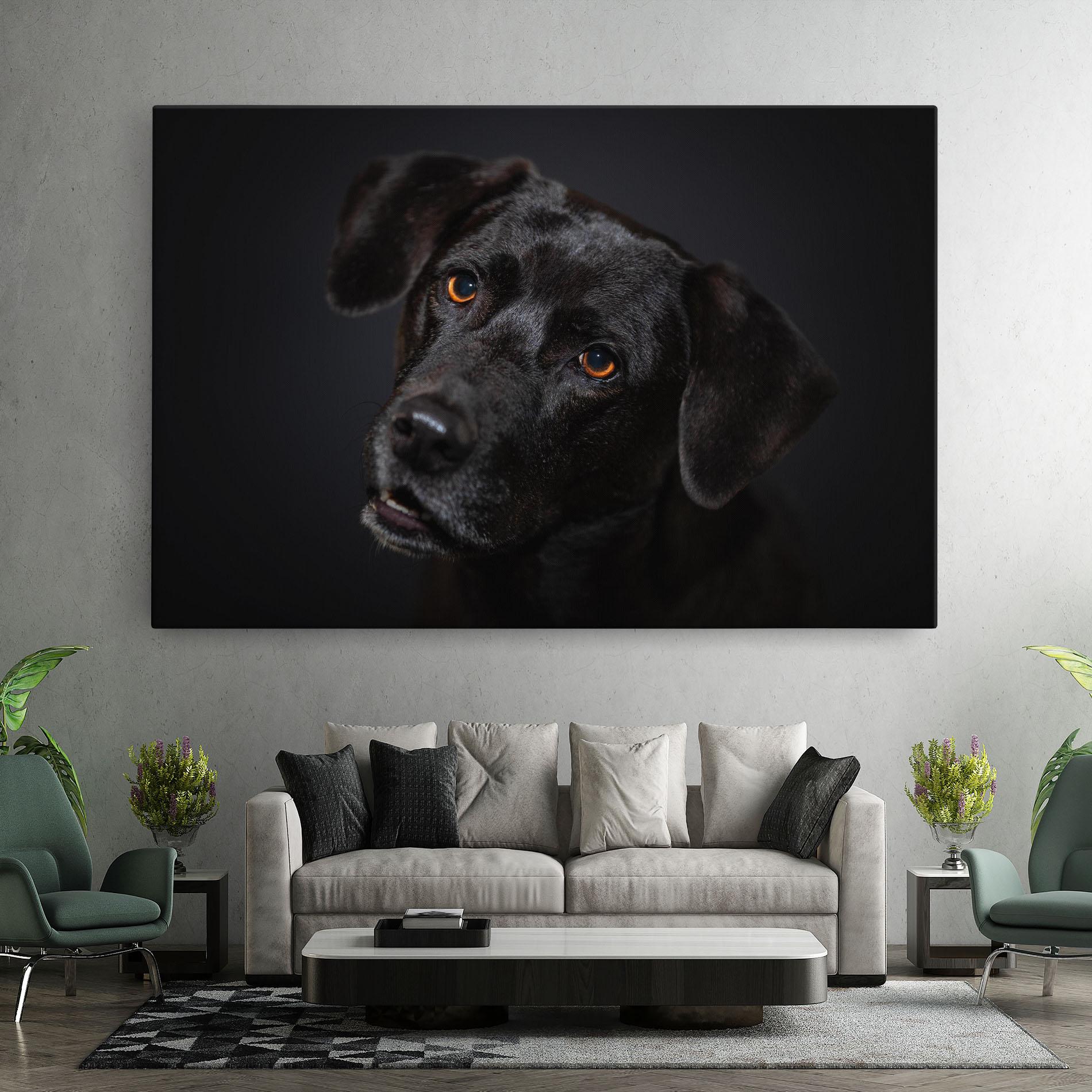 Картина на платно Black Dog Portrait mockup 7