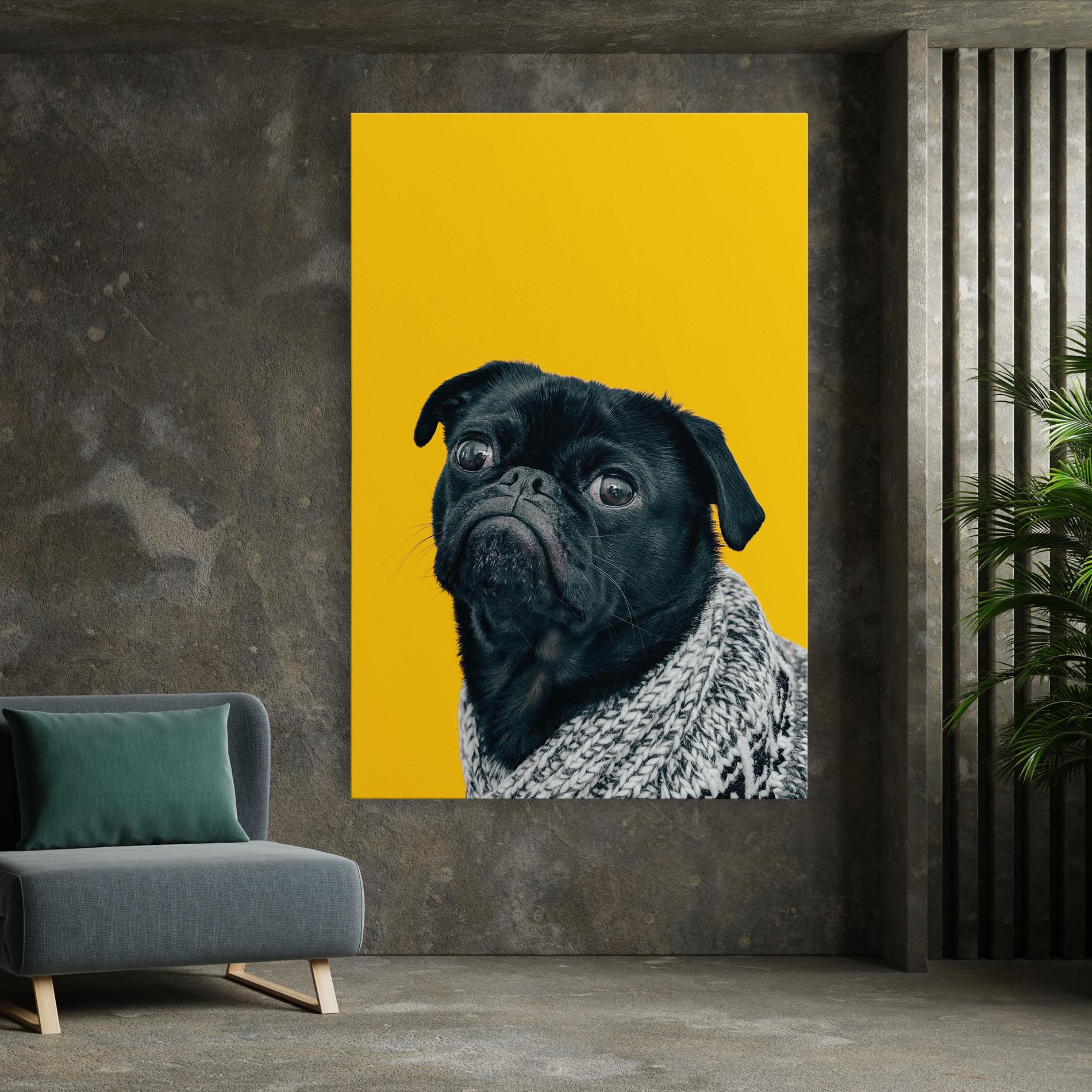Картина на платно Black Pug mockup 7