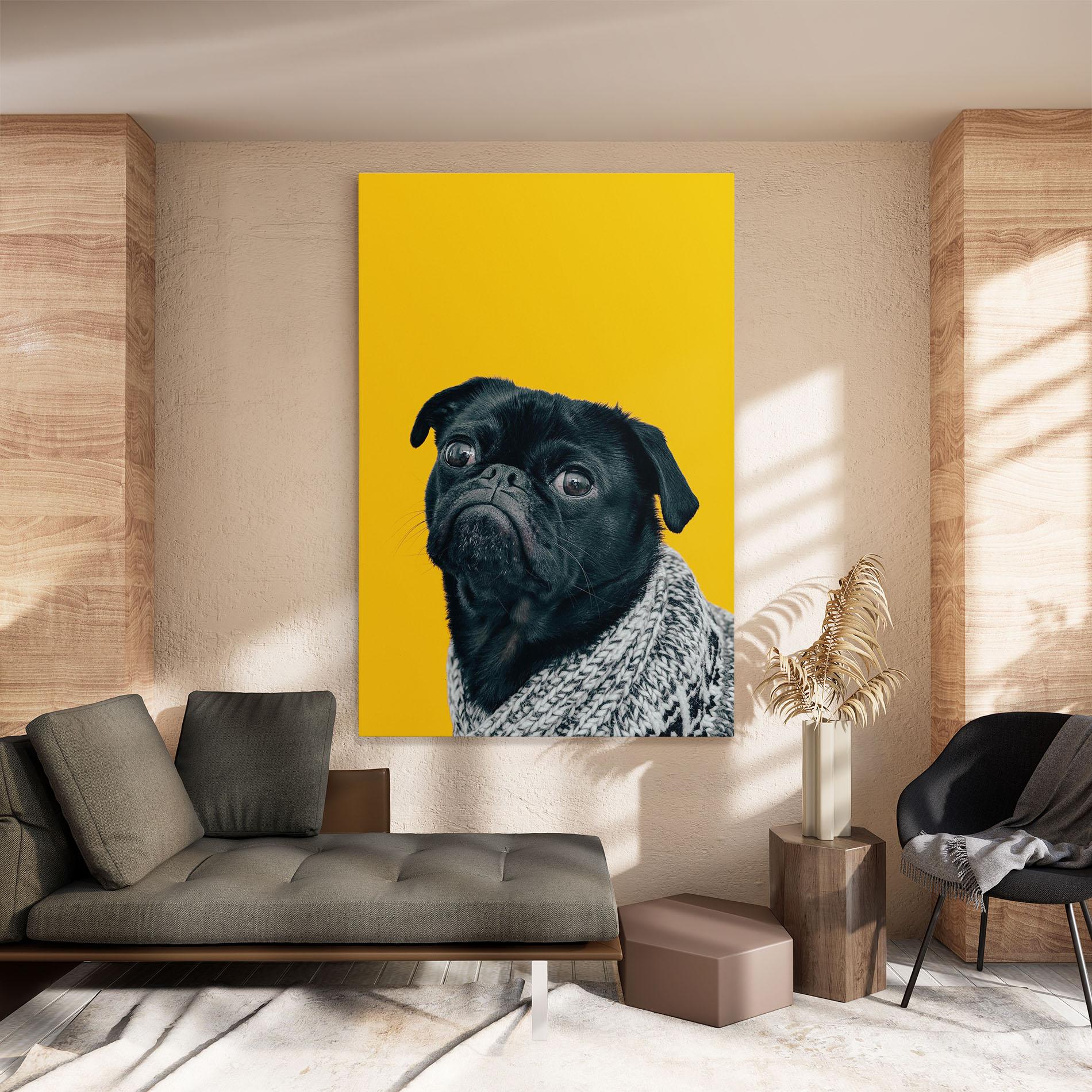Картина на платно Black Pug mockup 8