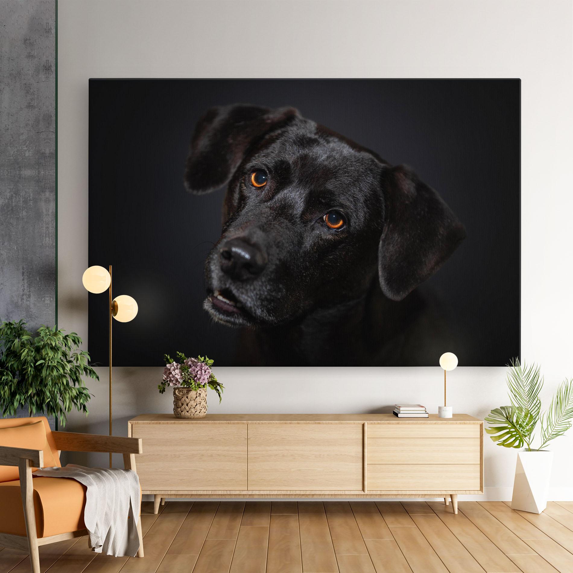 Картина на платно Black Dog Portrait mockup 9
