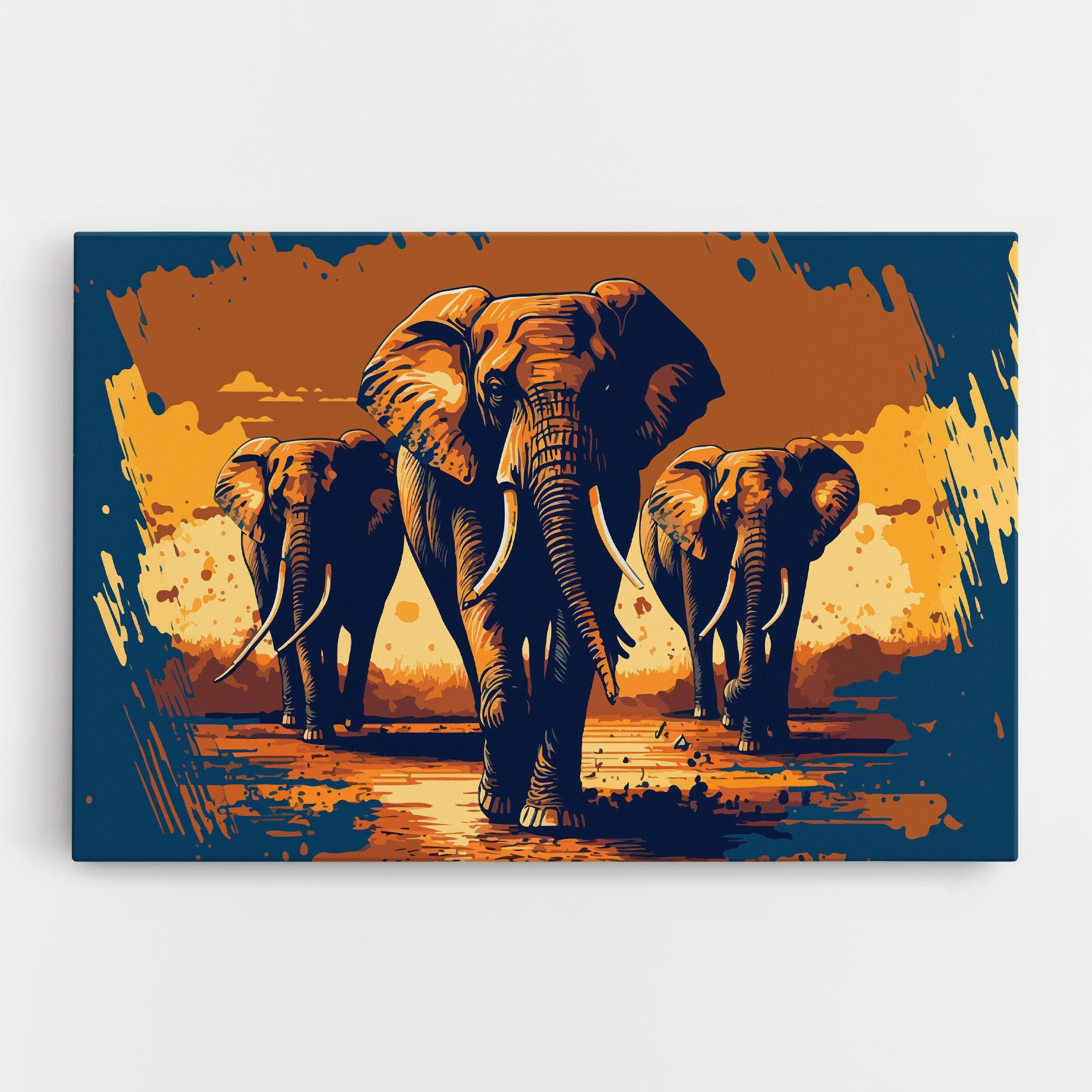 Картина на платно 3 Elephants mockup 0