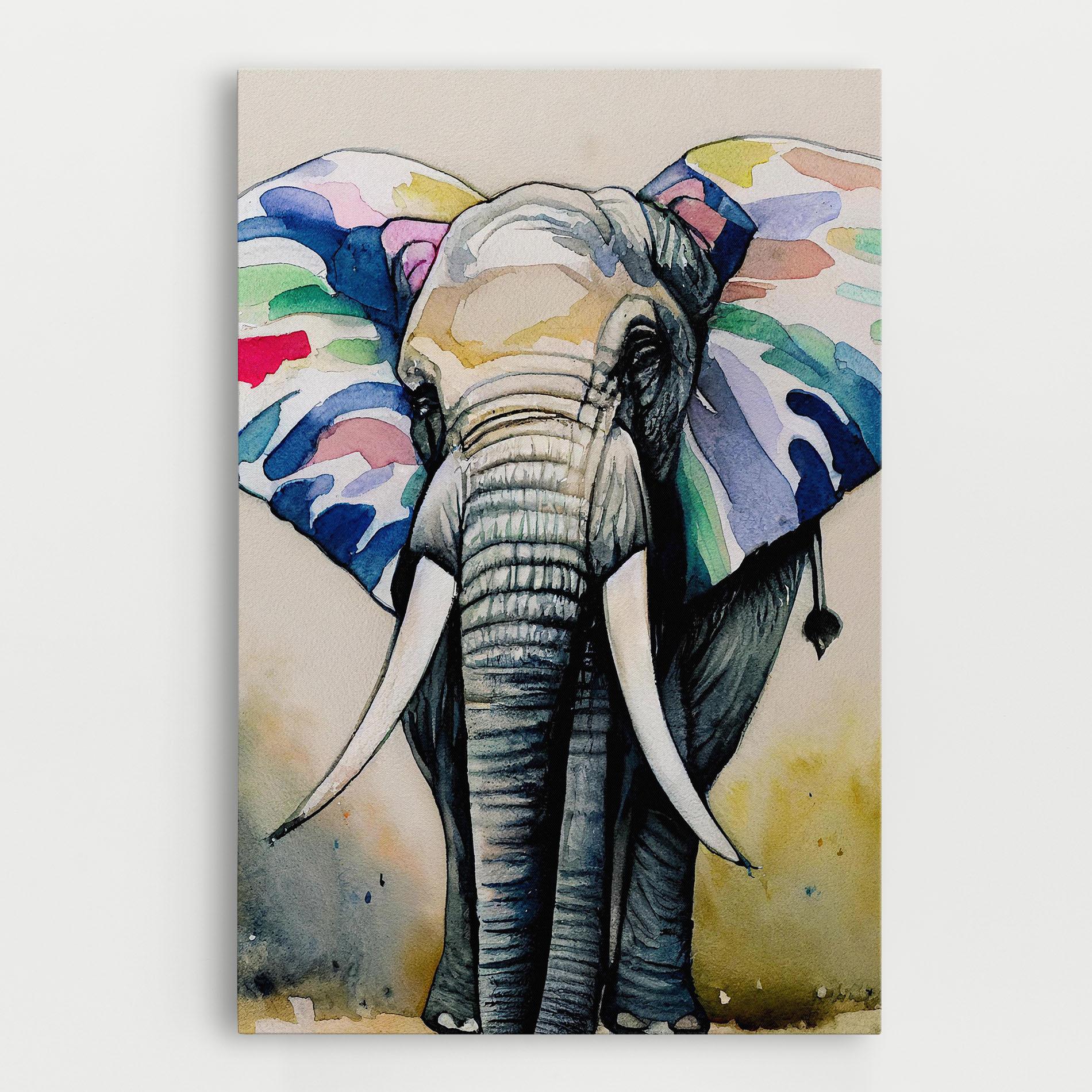 Картина на платно Watercolor Elephant Art mockup 0