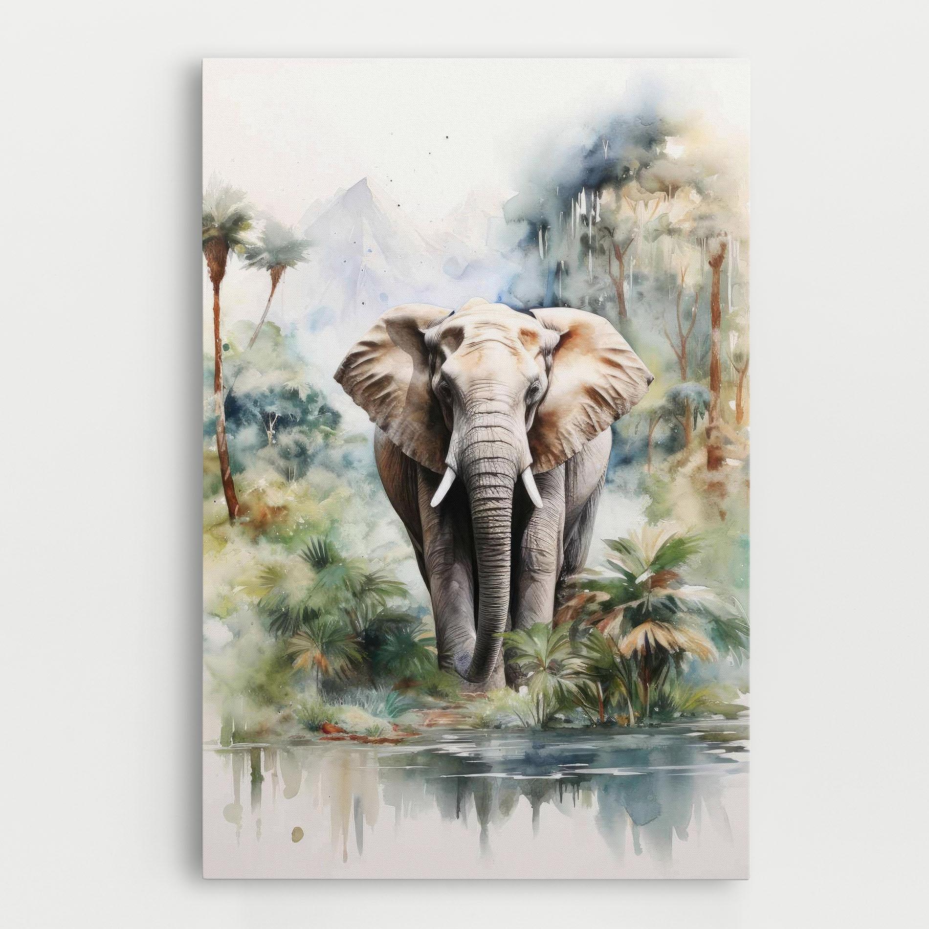 Картина на платно Wild Watercolor Elephant mockup 0