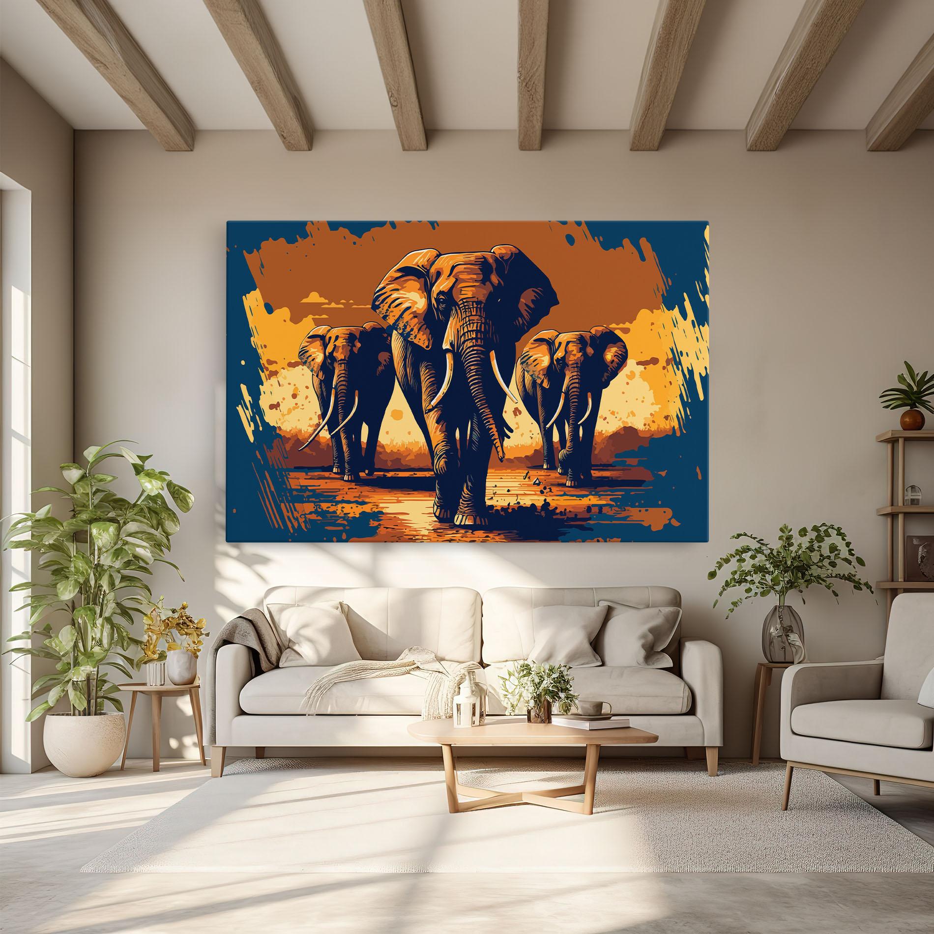 Картина на платно 3 Elephants mockup 6