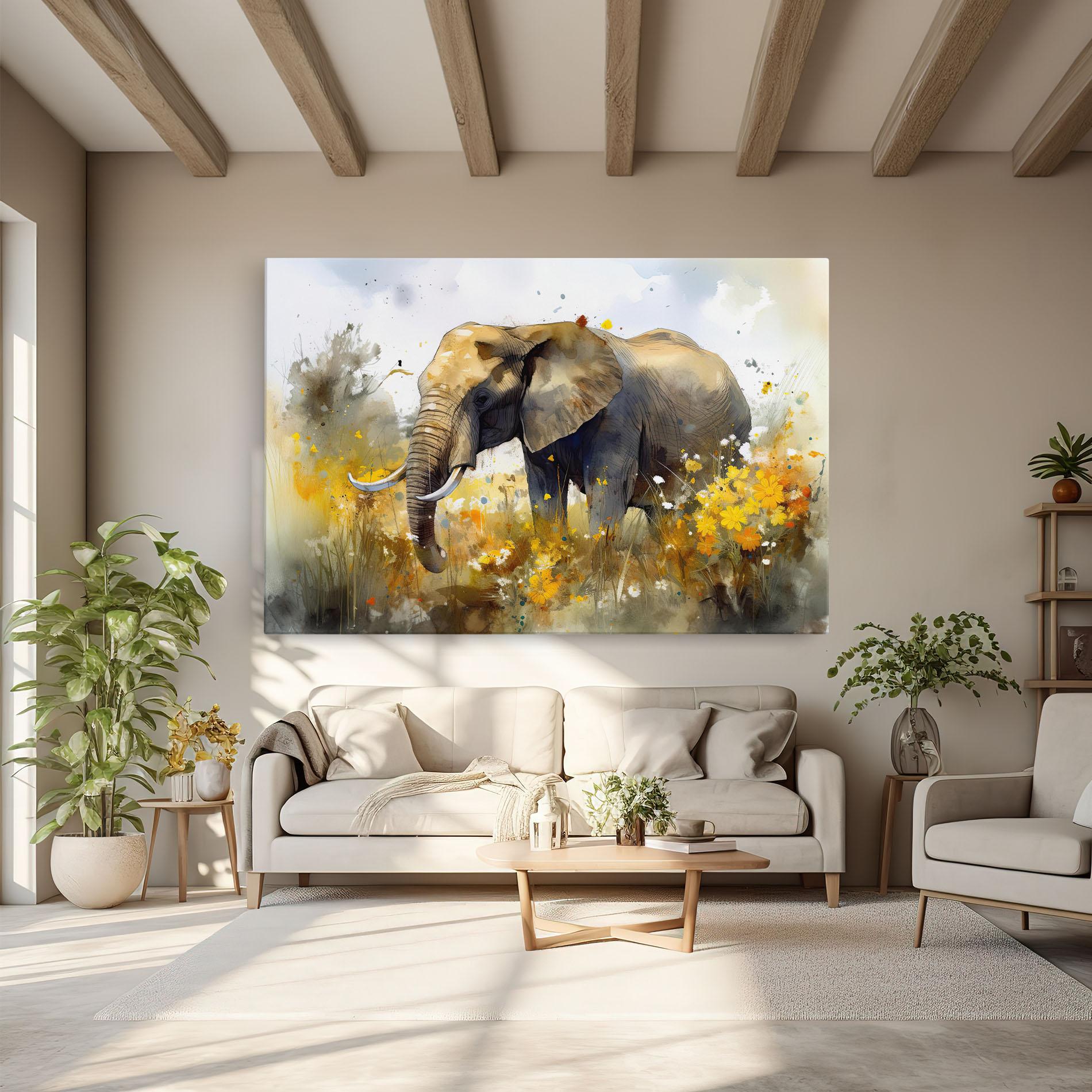 Картина на платно Yellow Flowers Elephant mockup 6