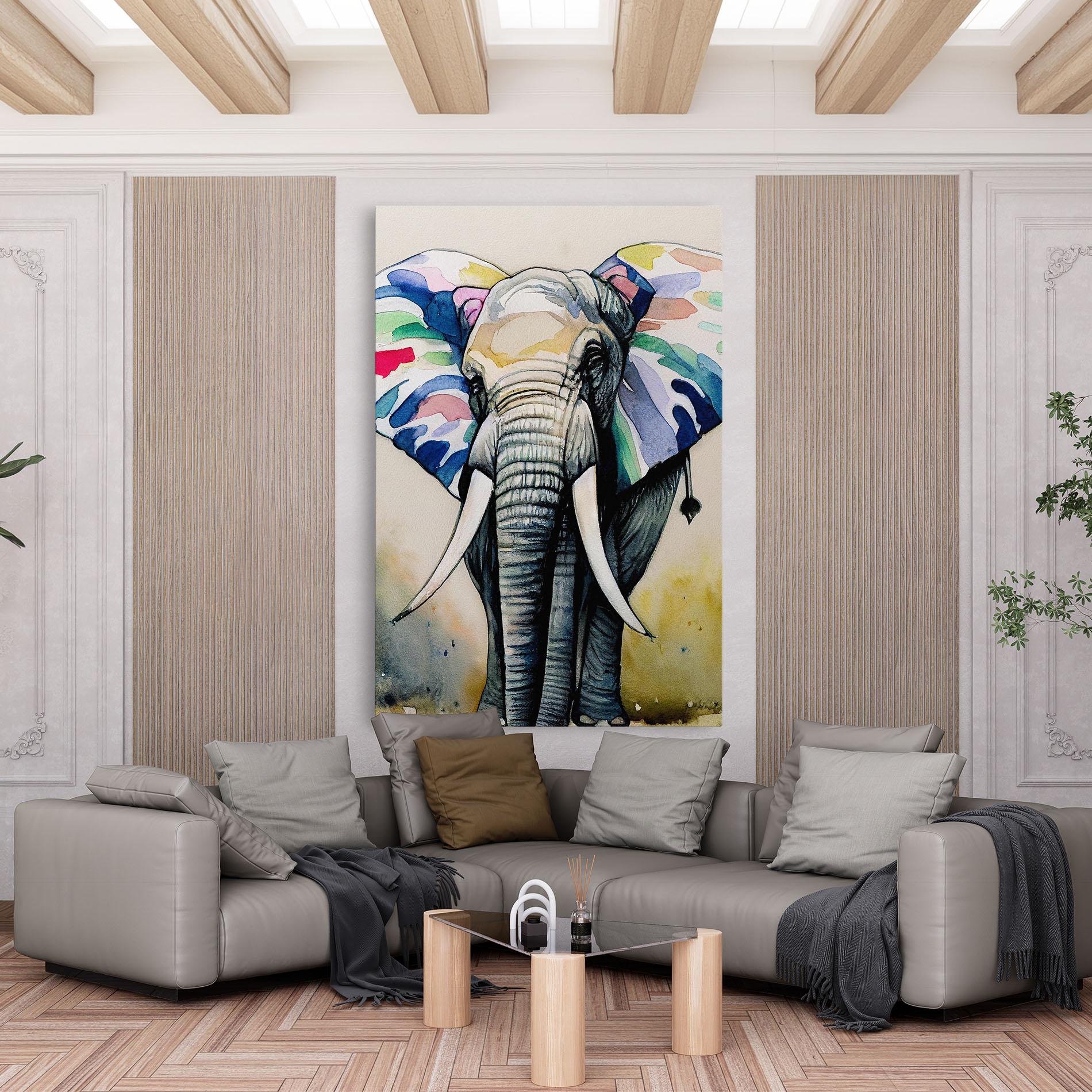 Картина на платно Watercolor Elephant Art mockup 6