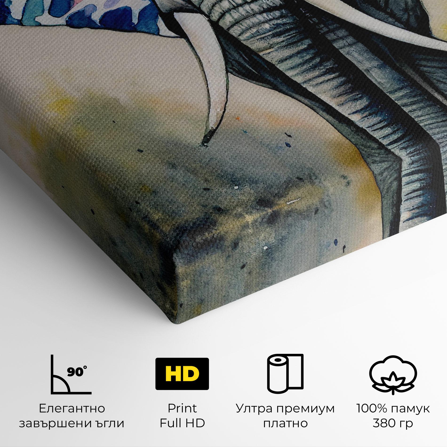 Картина на платно Watercolor Elephant Art mockup 4