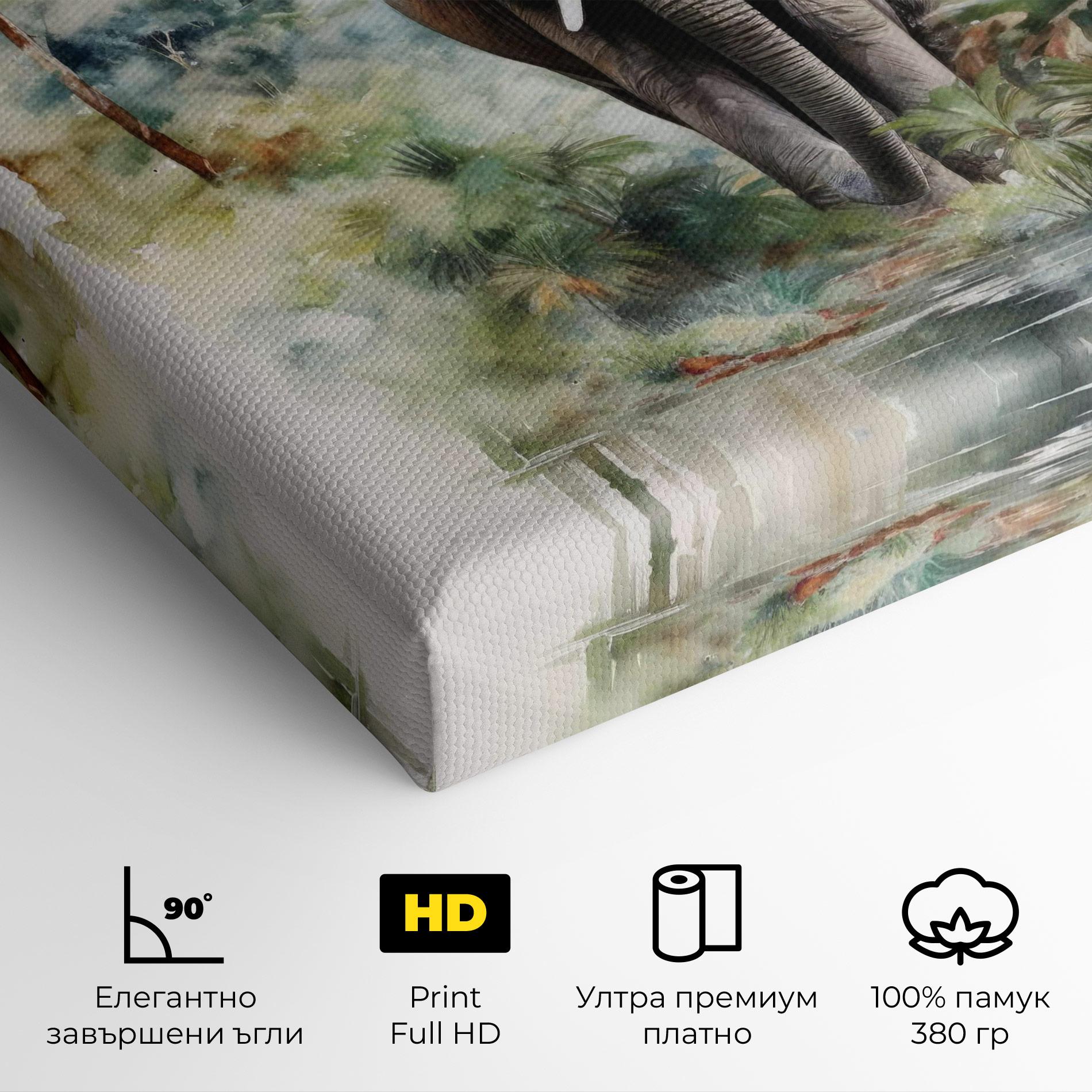 Картина на платно Wild Watercolor Elephant mockup 4