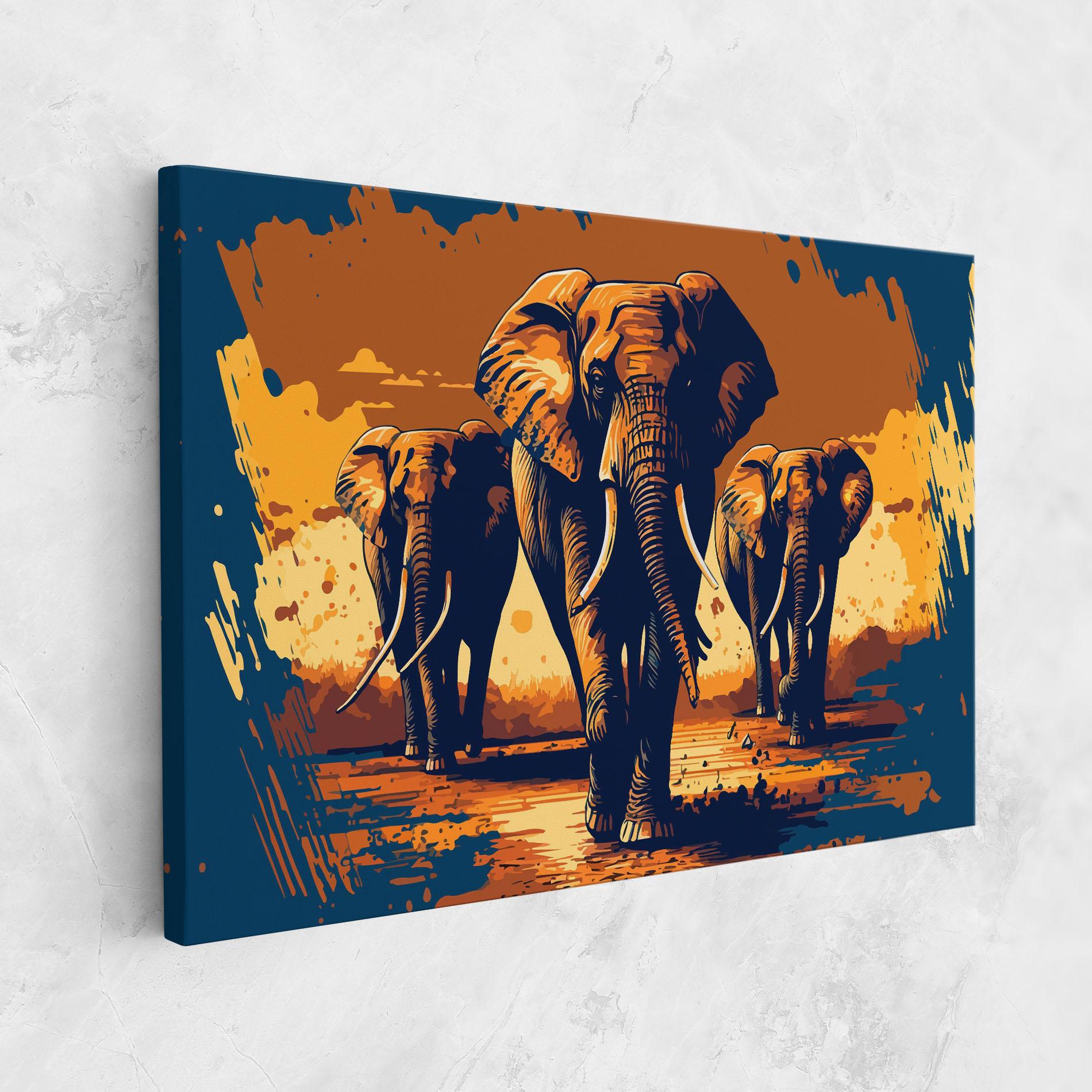 Картина на платно 3 Elephants mockup 1