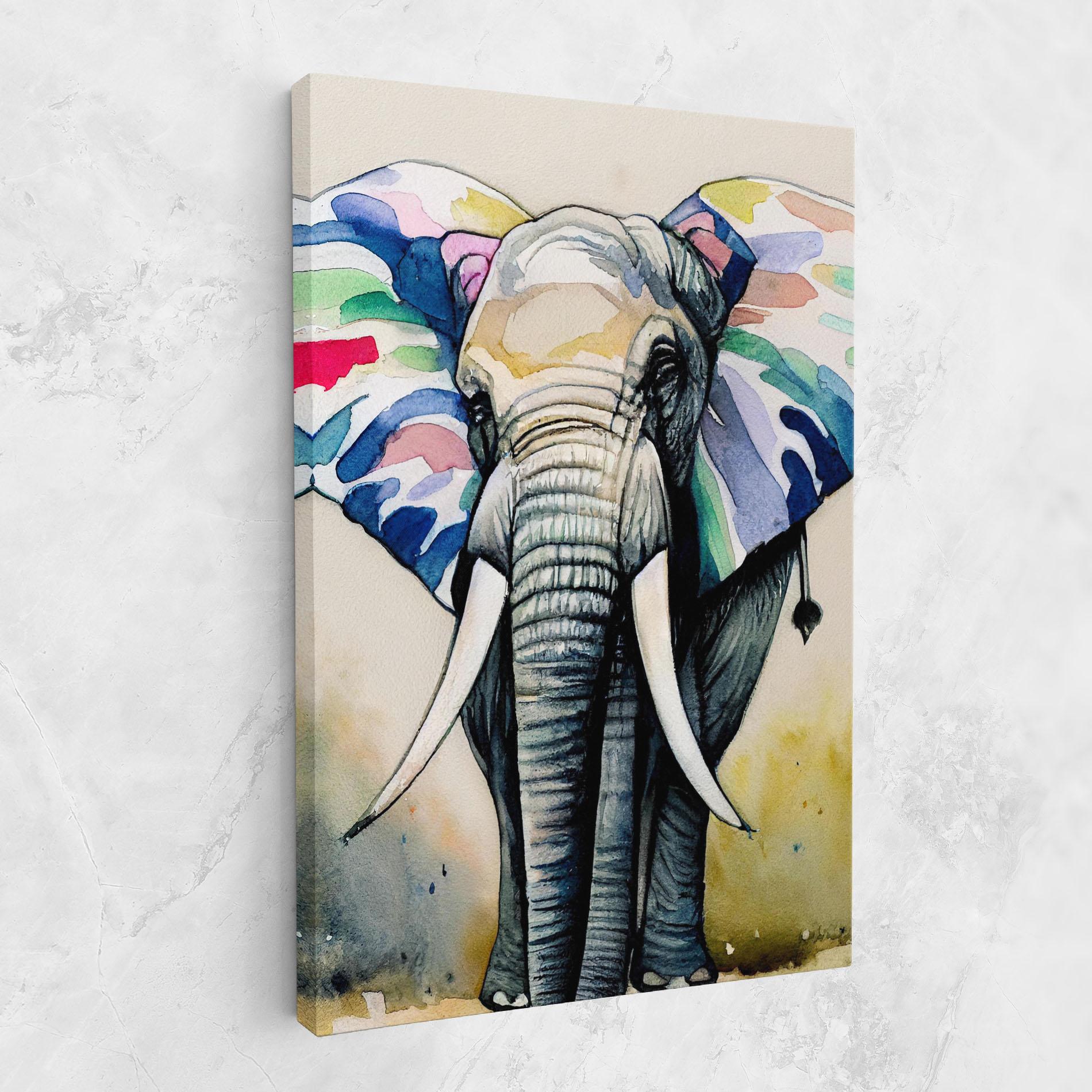 Картина на платно Watercolor Elephant Art mockup 1
