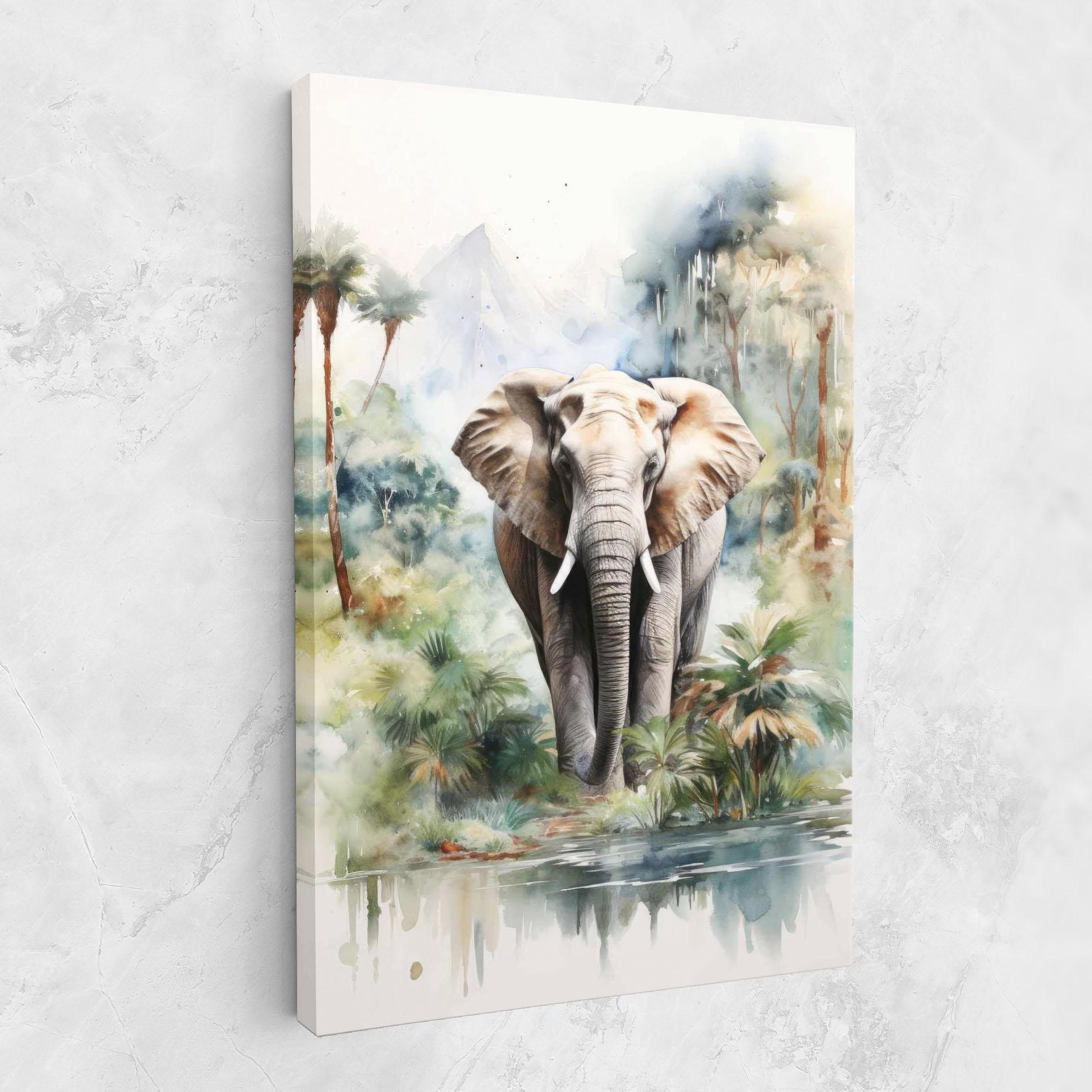 Картина на платно Wild Watercolor Elephant mockup 1