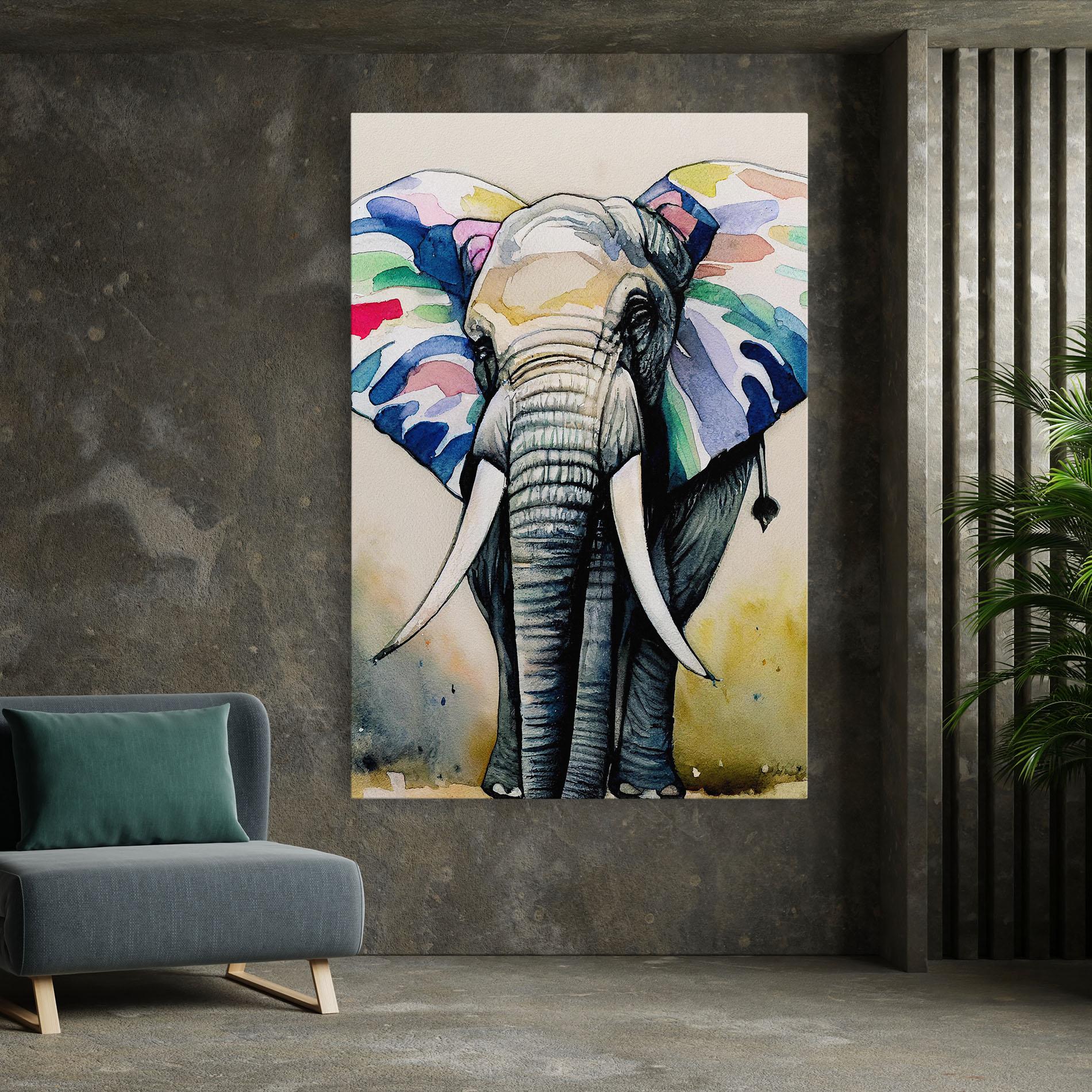 Картина на платно Watercolor Elephant Art mockup 7