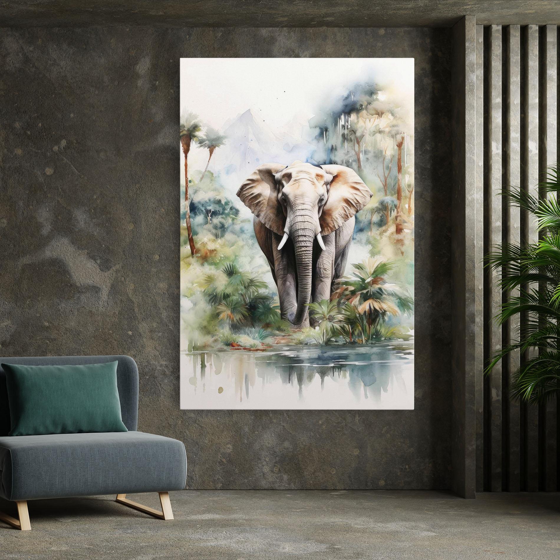 Картина на платно Wild Watercolor Elephant mockup 7