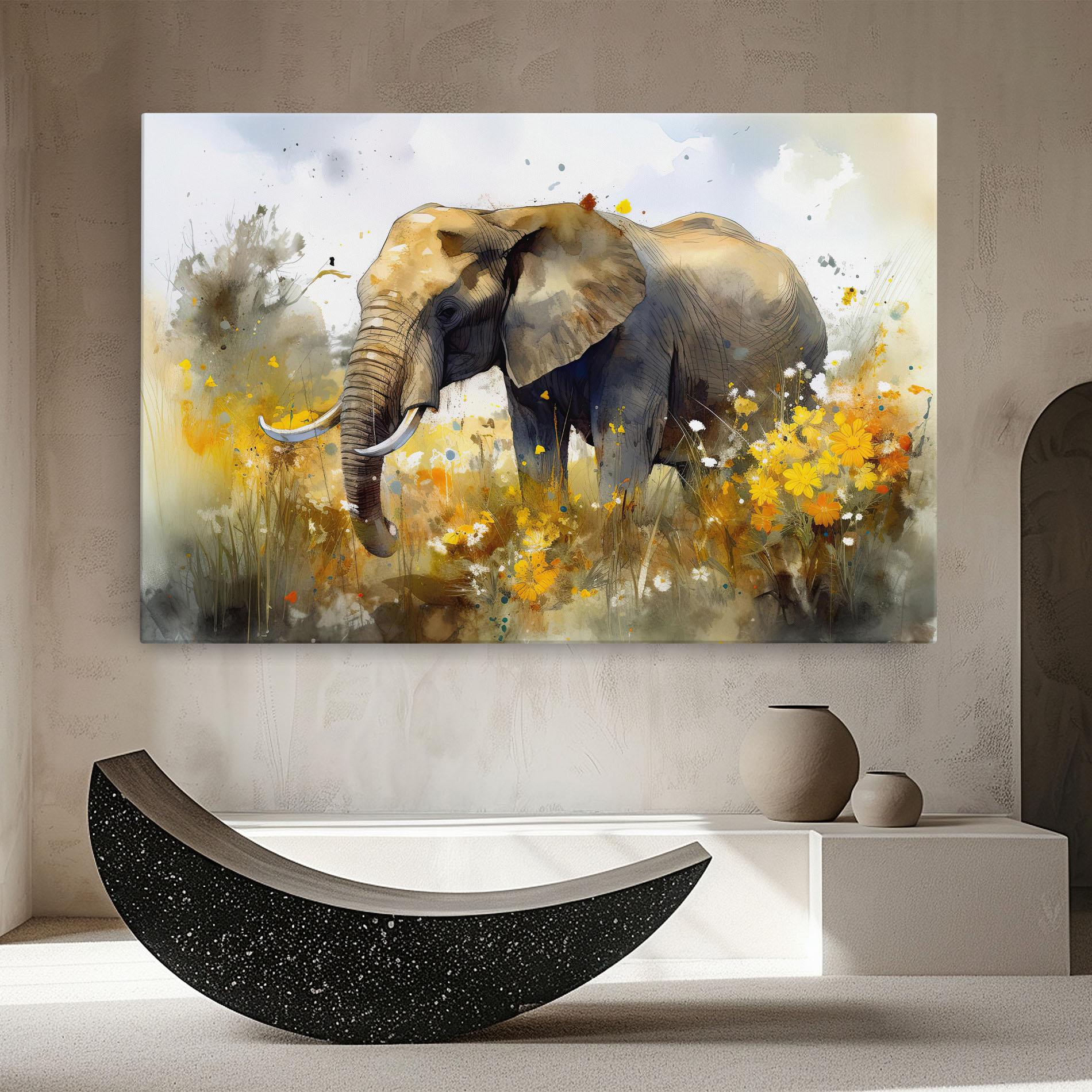 Картина на платно Yellow Flowers Elephant mockup 8