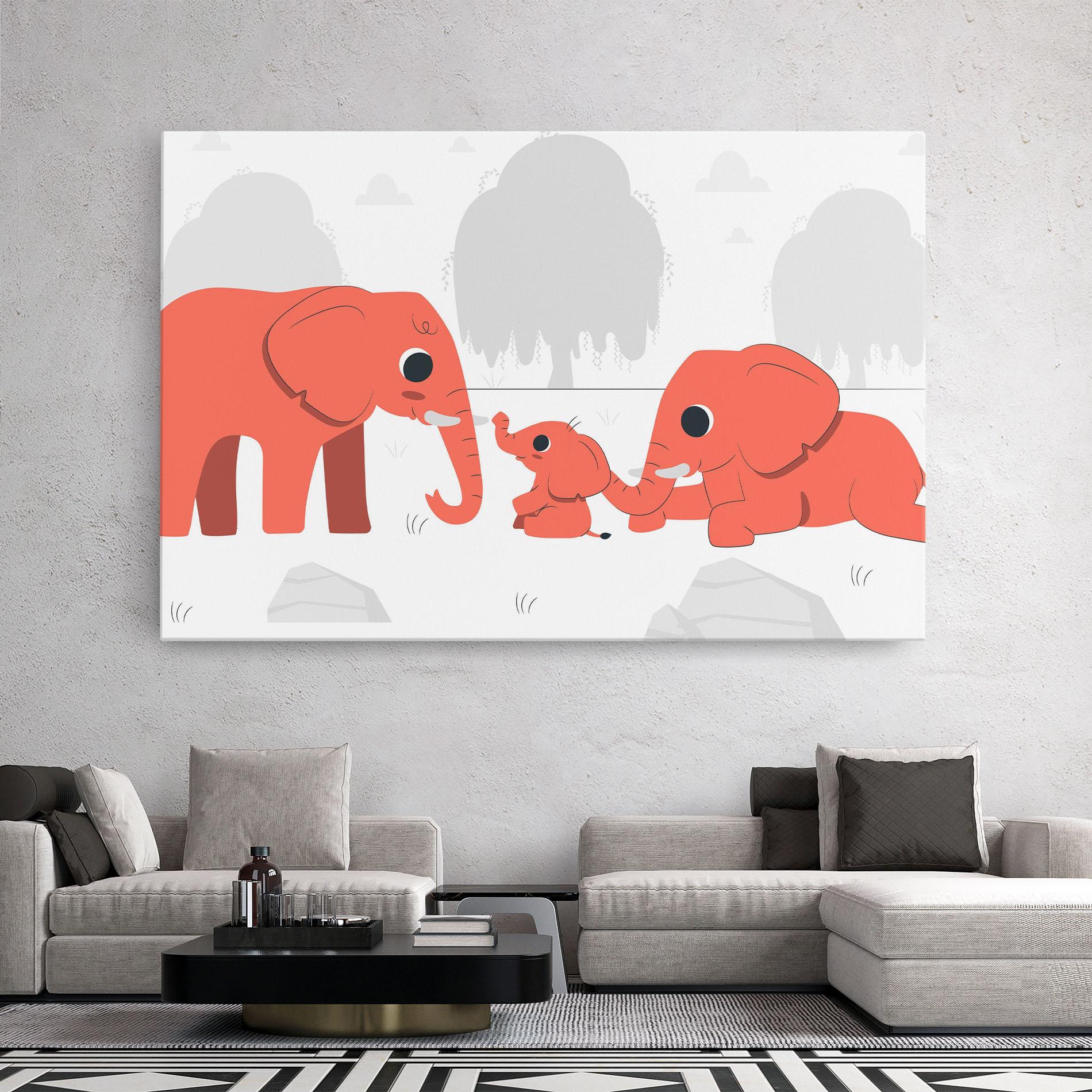 Картина на платно Orange Elephant mockup 2