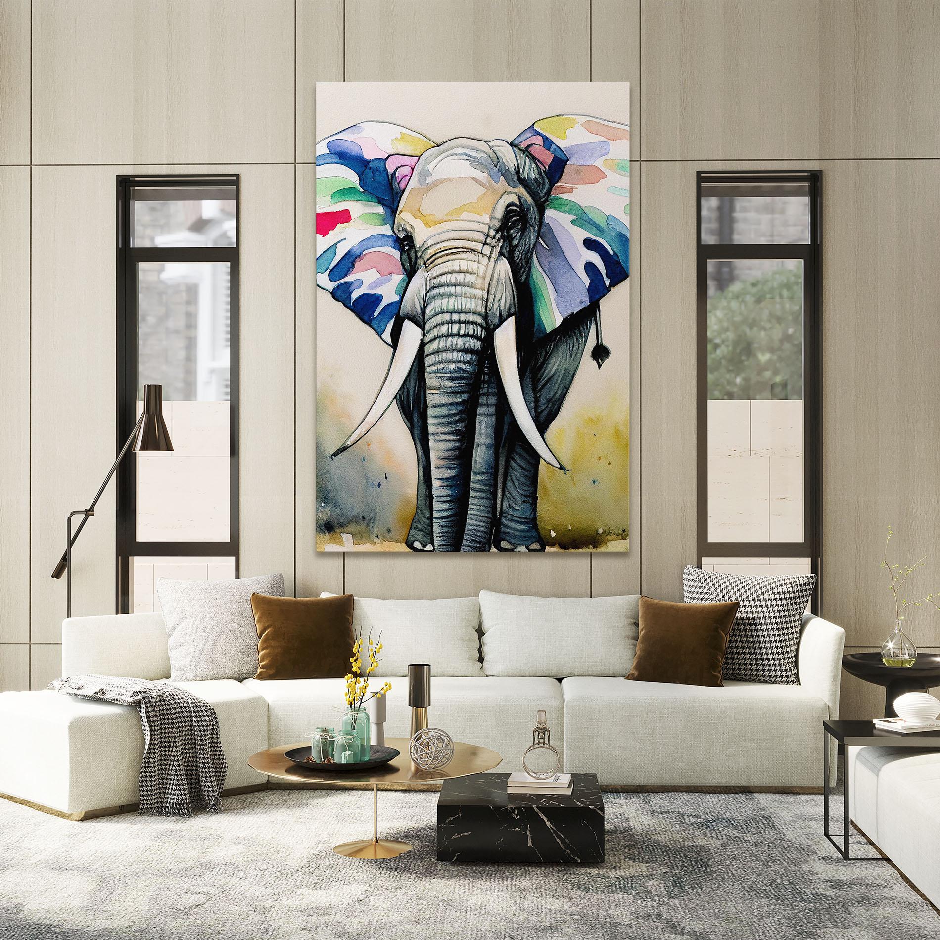 Картина на платно Watercolor Elephant Art mockup 2