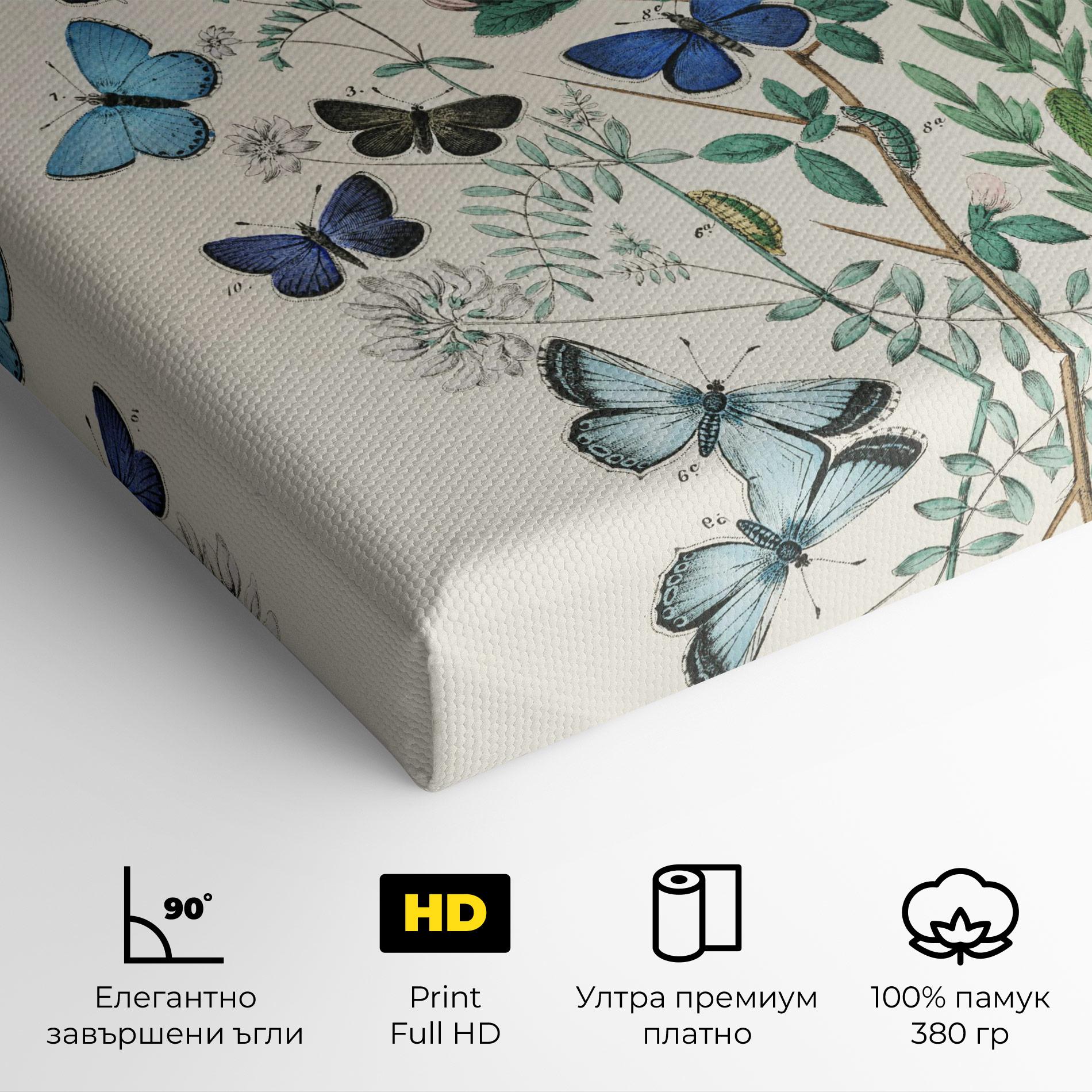 Картина на платно Blue Orange Butterflies mockup 4