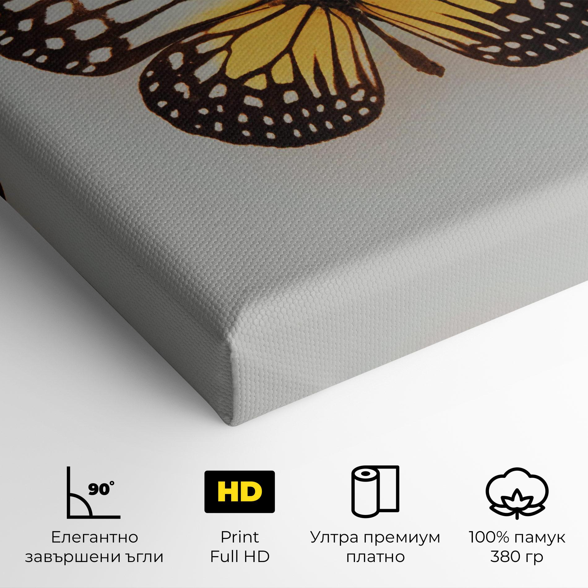 Картина на платно Butterfly On Grey mockup 4