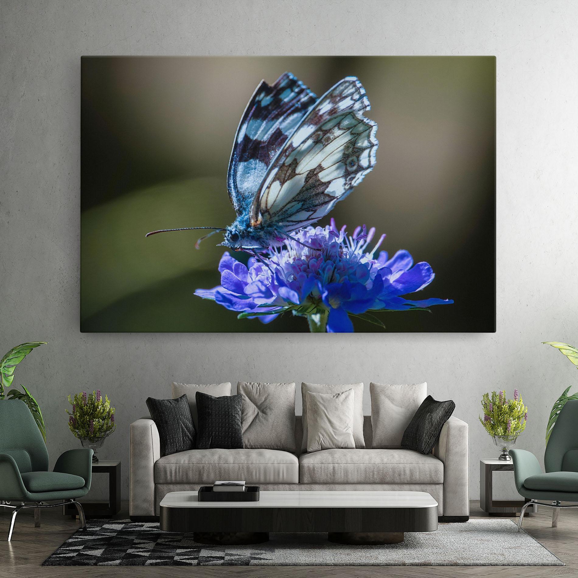 Картина на платно Blue Butterfly In Nature mockup 7