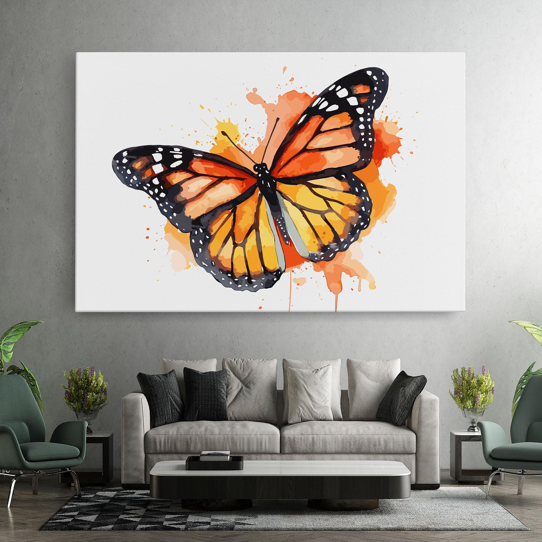Картина на платно Orange Watercolor Butterfly mockup 7