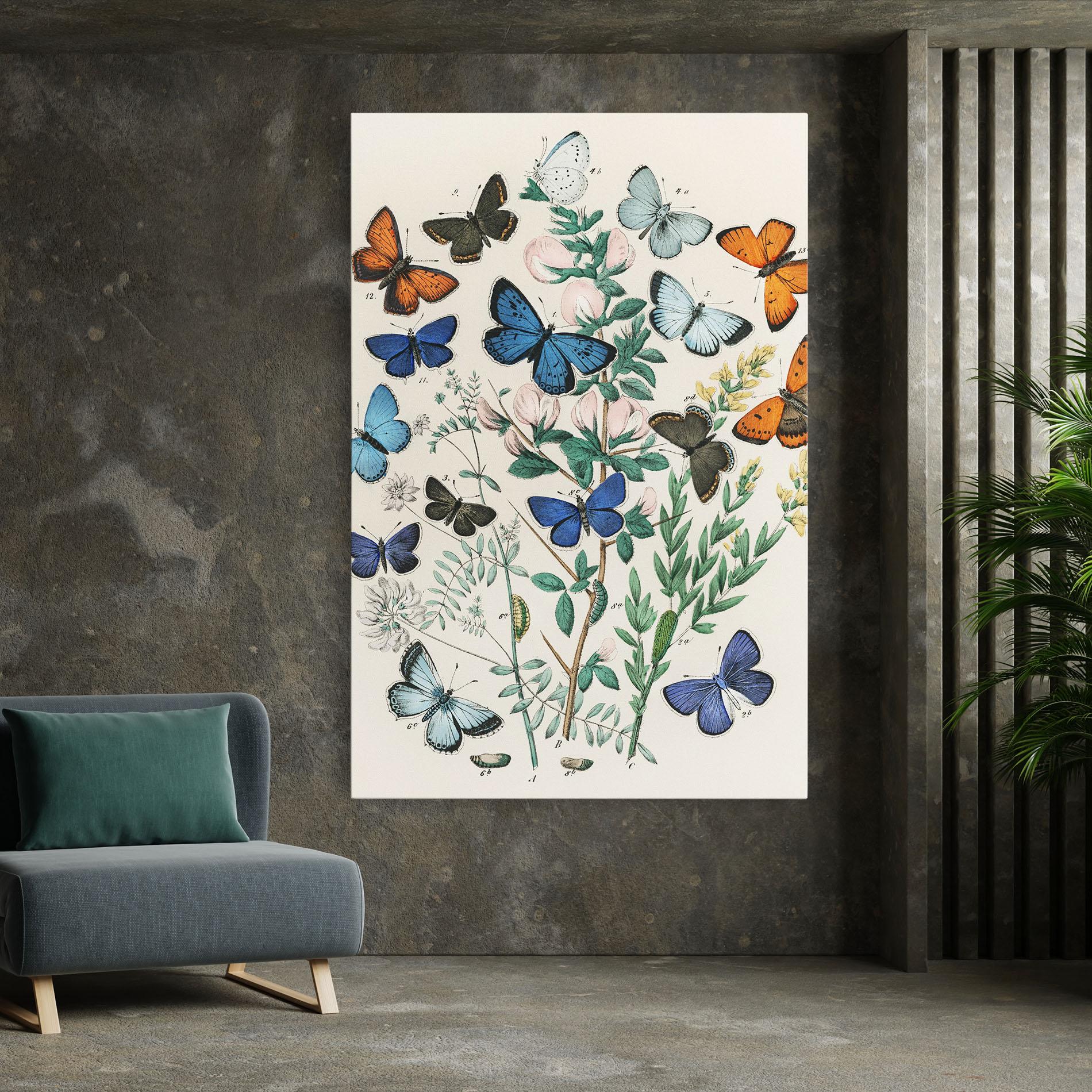 Картина на платно Blue Orange Butterflies mockup 7