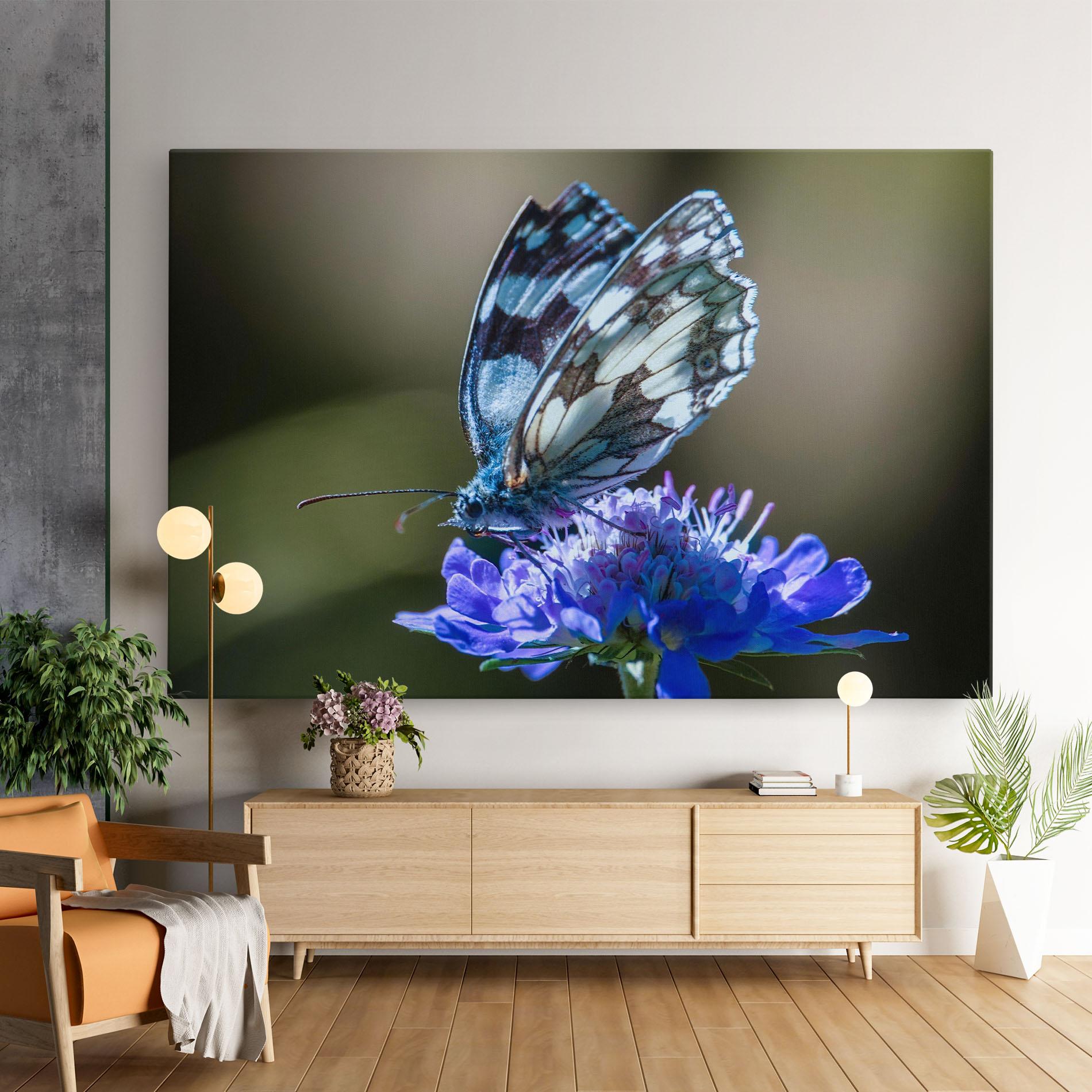Картина на платно Blue Butterfly In Nature mockup 9