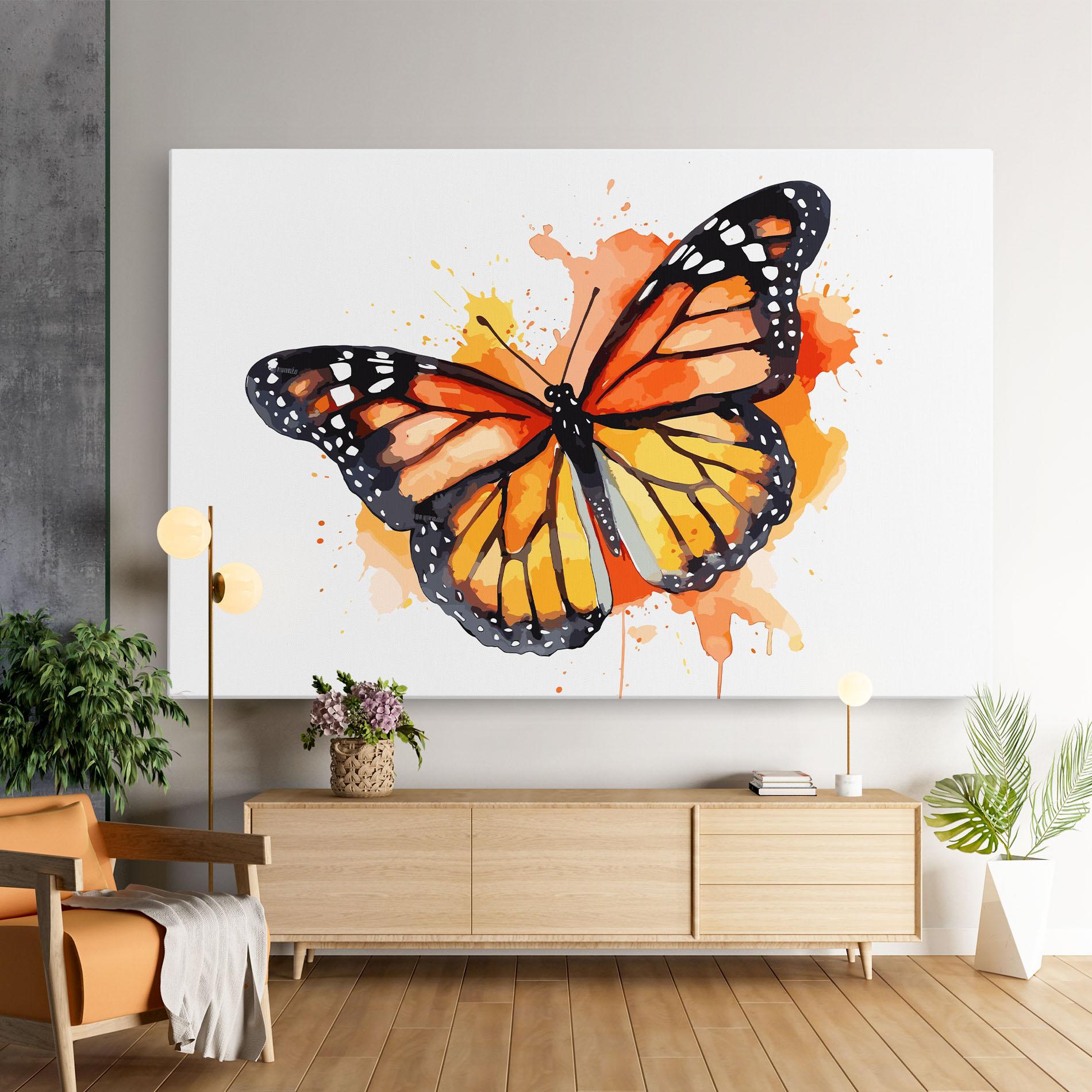 Картина на платно Orange Watercolor Butterfly mockup 9