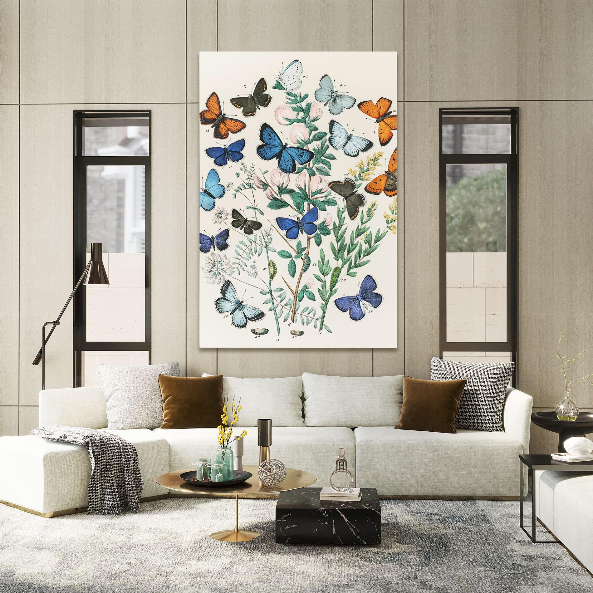 Картина на платно Blue Orange Butterflies mockup 2